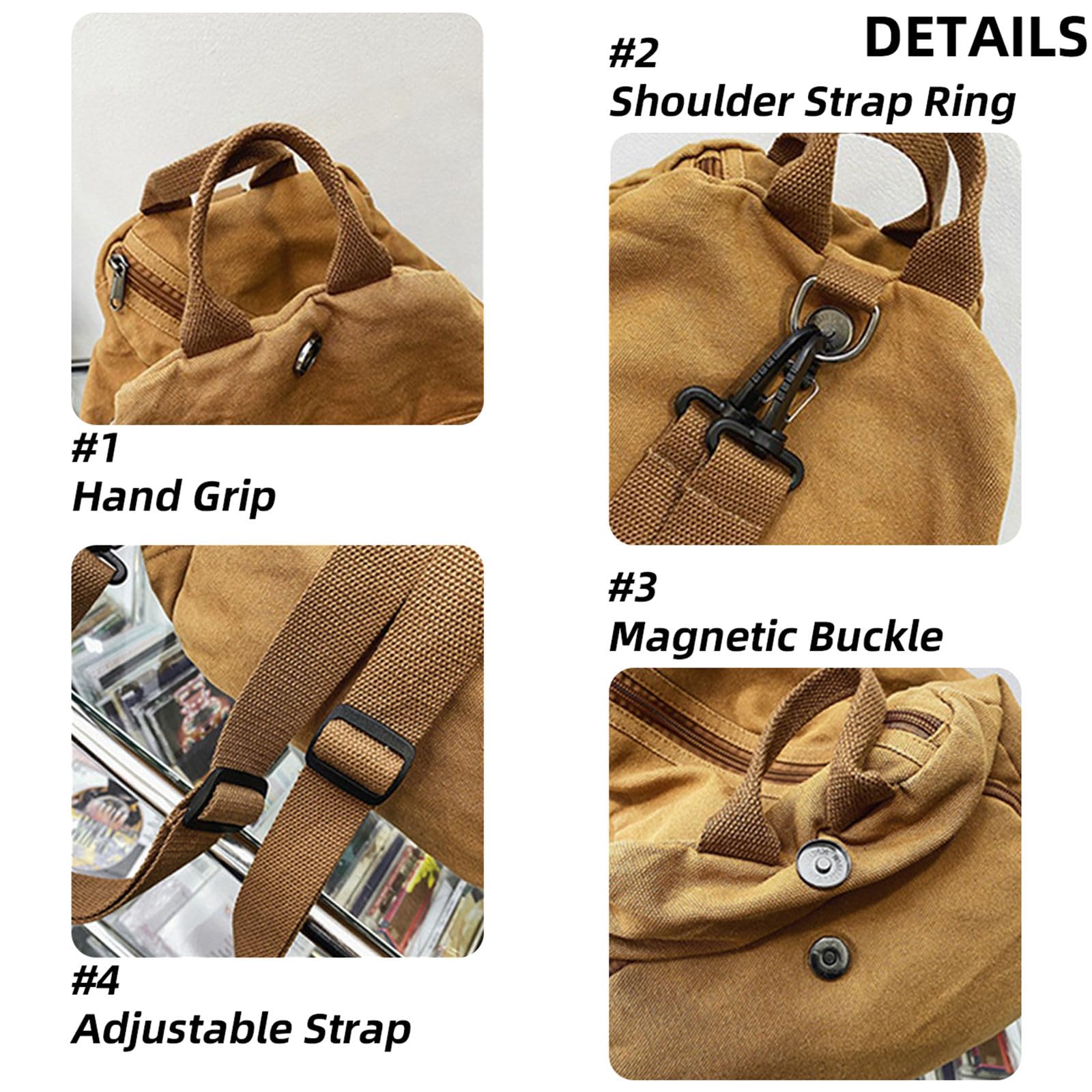 Stylish Small Canvas Backpack for Women & Men - Cute Casual Daypack, Fashion Satchel Purse for Daily Use, Work, School & Travel (Brown) | Perfect for Commuting, Shopping & Outdoor Activities