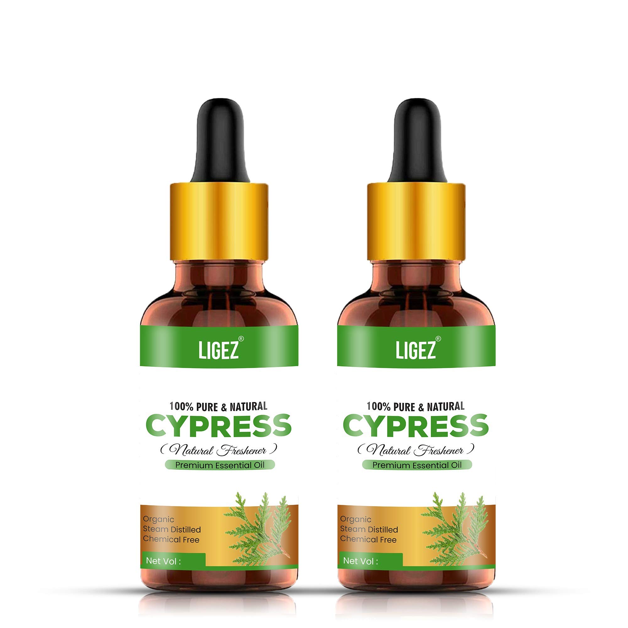 Ligez 100% Pure Cypress Essential Oil - 2 Pack (30ml Each) for Aromatherapy, Massage & Relaxation - Natural Stress Relief & Sleep Aid