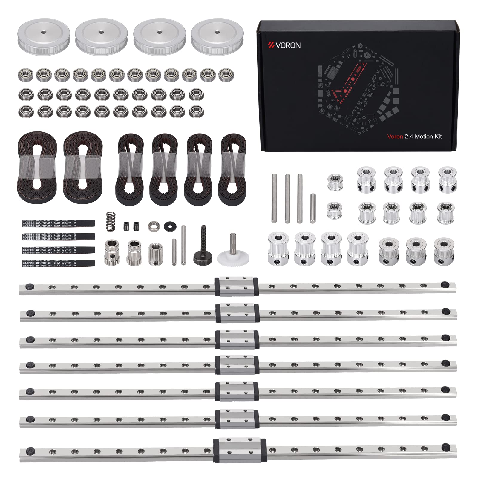 Voron 2.4 Full Motion Kit - GT2 Open Belt, MGN9H 400mm Linear Rail, GT2 Pulley 16T/20T/80T with Bearings - Premium 3D Printer Upgrade Accessories for Voron 2.4 Kit - Perfect for High-Speed Printing & Precision DIY Projects