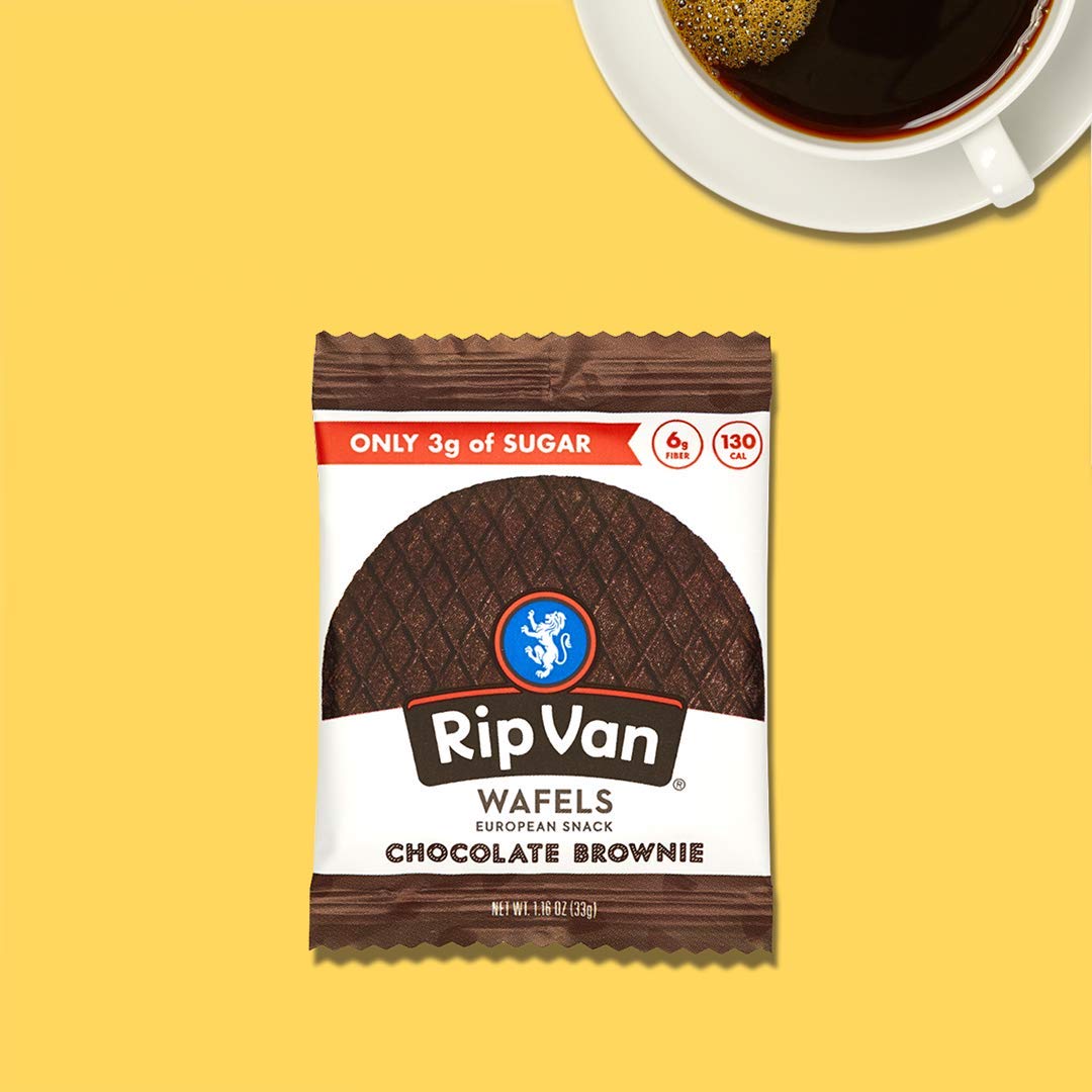 Rip Van Wafels Chocolate Brownie Stroopwafels - Healthy Non-GMO Keto-Friendly Snacks - Low Sugar (3g) & Low Calorie - Perfect for Office, Travel & On-the-Go - 48 Count Pack