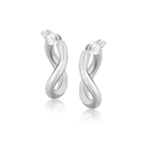 14K White Gold Italian Twist Hoop Earrings - 5/8 Inch Diameter Elegant Dangle Earrings for Women - Perfect for Weddings, Parties & Everyday Wear