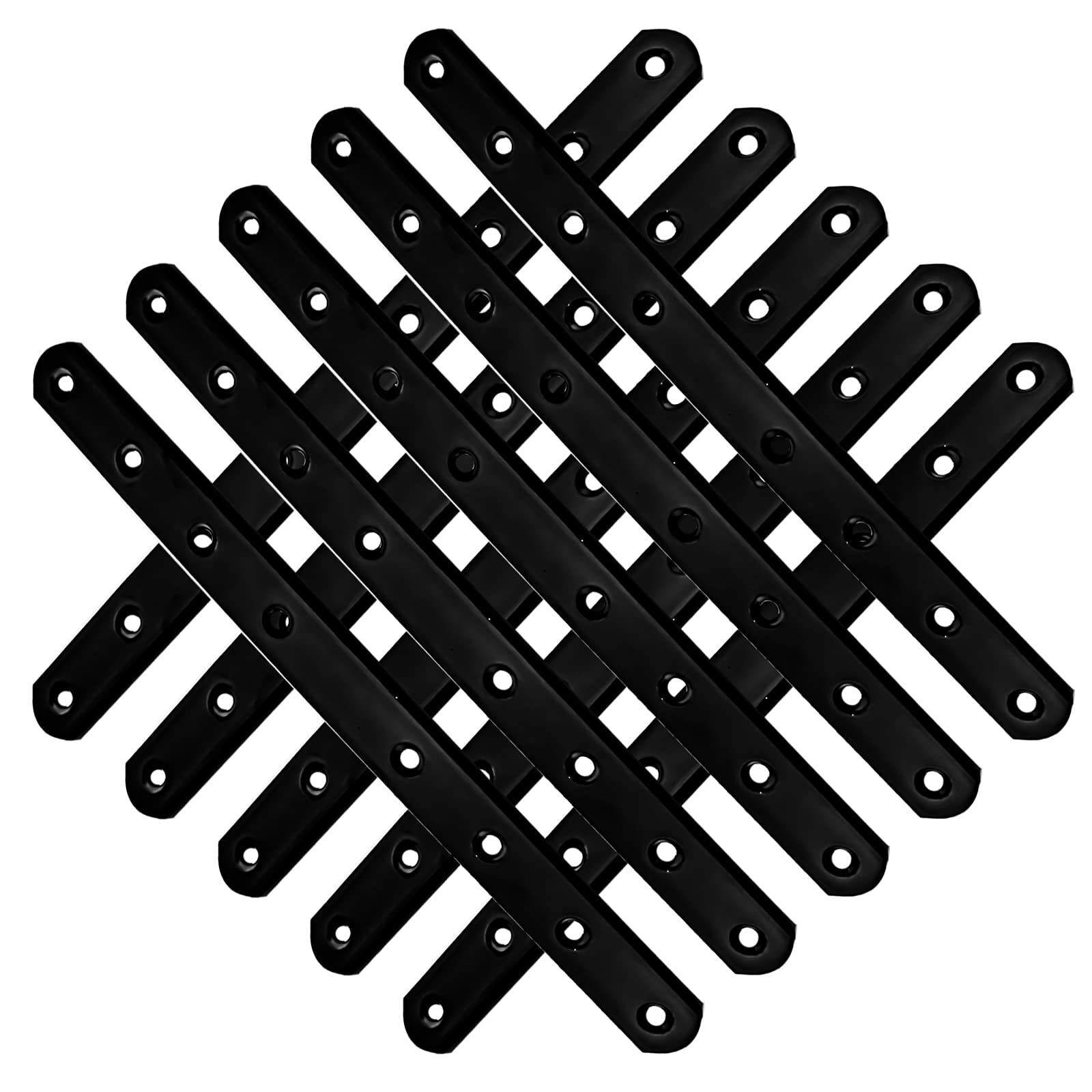 12 Pack Black 10-Inch (250MM) Heavy Duty Straight Metal Brackets - Mending Plates for Wood Fence, Bookcase, Cabinet & Furniture Repair - Perfect for DIY Projects & Home Improvement