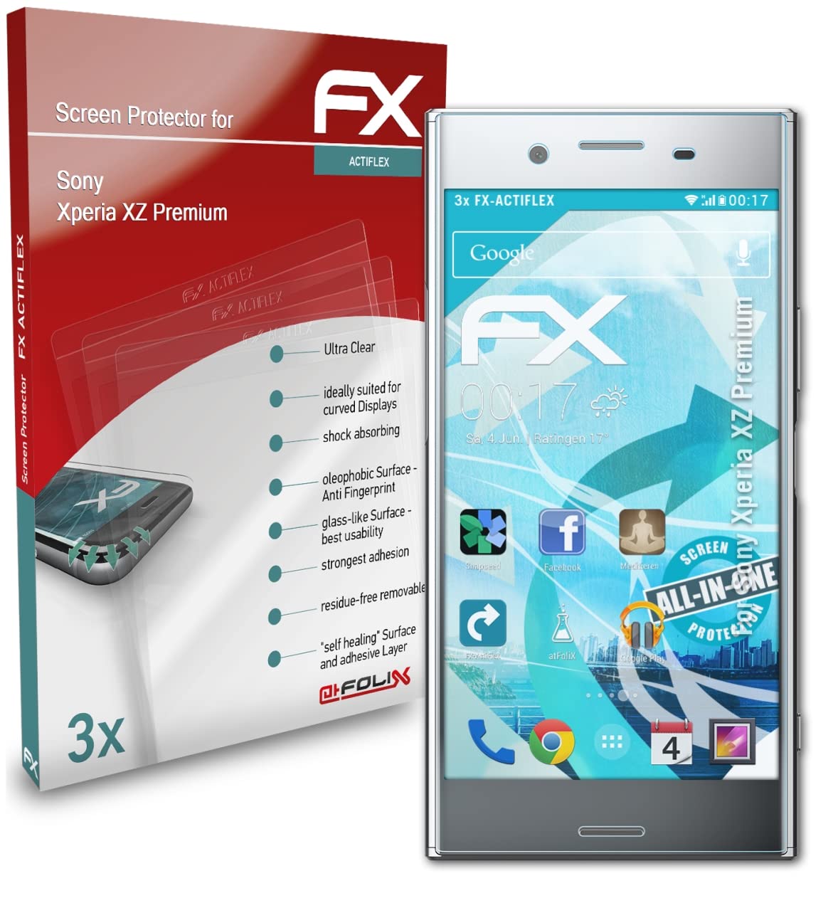 Ultra Clear Flexible Screen Protector for Sony Xperia XZ Premium - 3 Pack HD Anti-Scratch Film - Perfect for Gaming, Streaming & Daily Use