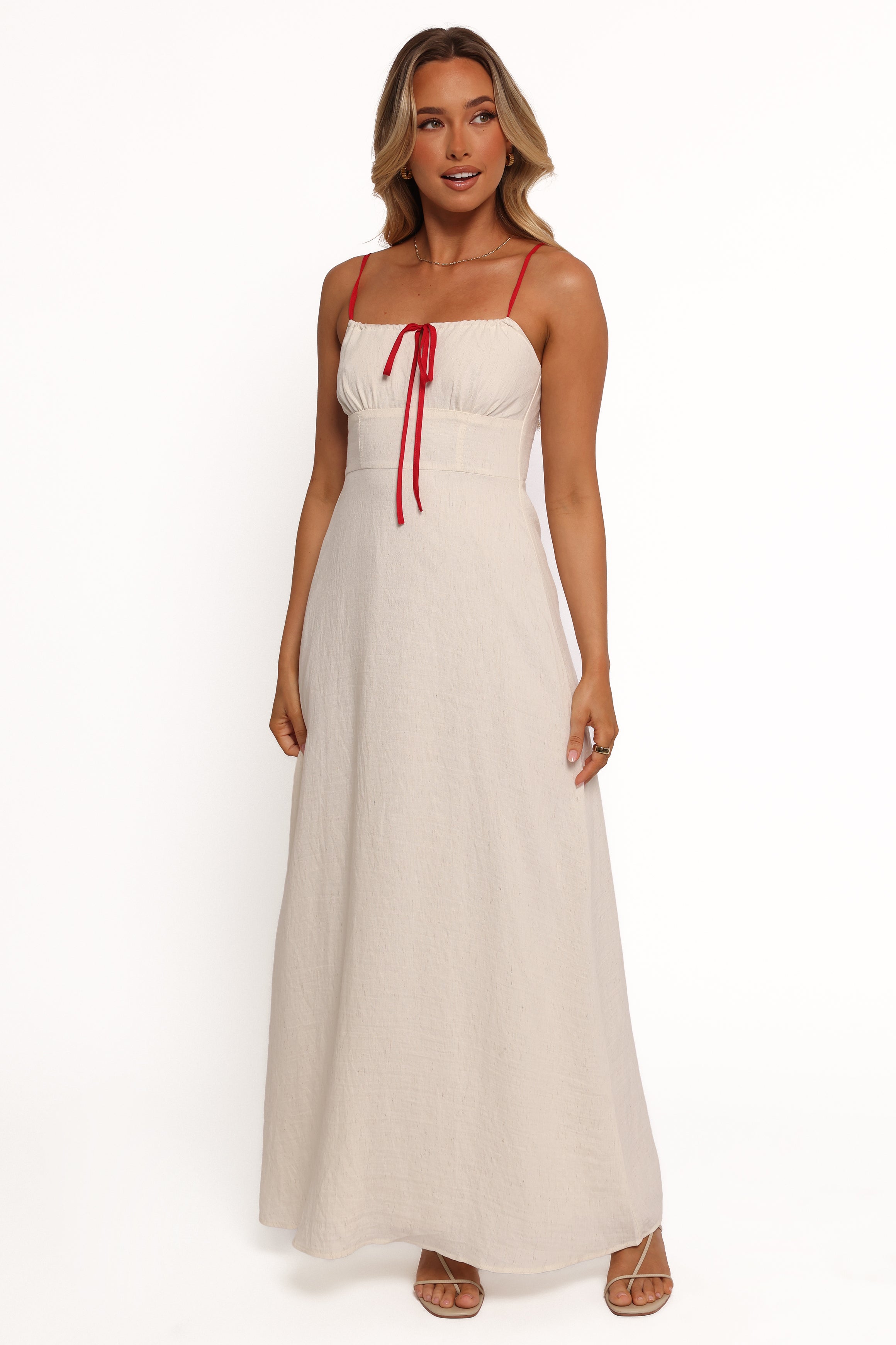 Gracie Midi Dress in Oatmeal - Elegant Casual Summer Dress for Women | Perfect for Beach, Brunch & Date Nights