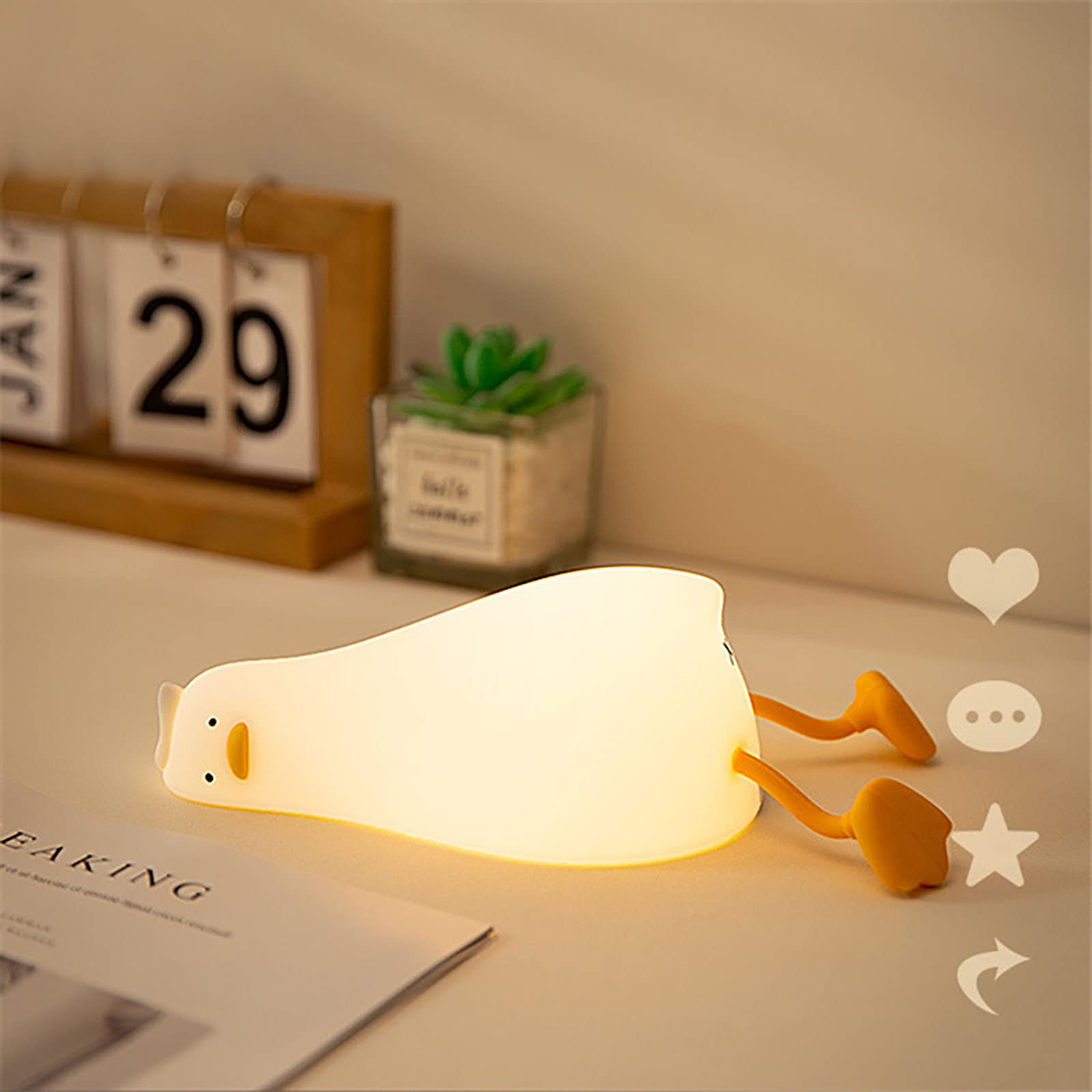 Rechargeable Duck Shaped LED Night Light - Dimmable Touch Lamp for Kids Nursery, Bedside & Desk | Perfect for Breastfeeding, Bedtime & Gifts for Boys & Girls | Cute Decorative Lighting for Baby Rooms & Children's Bedrooms