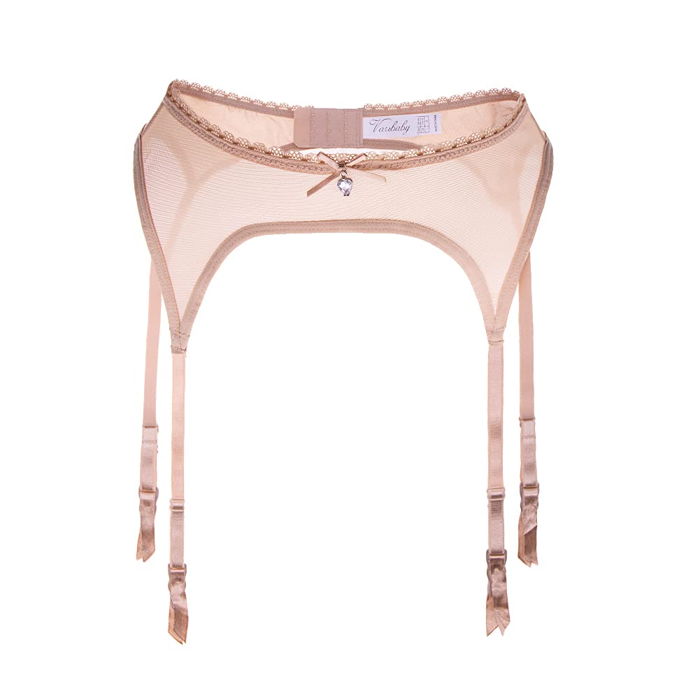 Varsmiss Women's Sexy Lace Garter Belt with See-Through Mesh Design for Stockings - Perfect for Lingerie, Boudoir, and Romantic Occasions