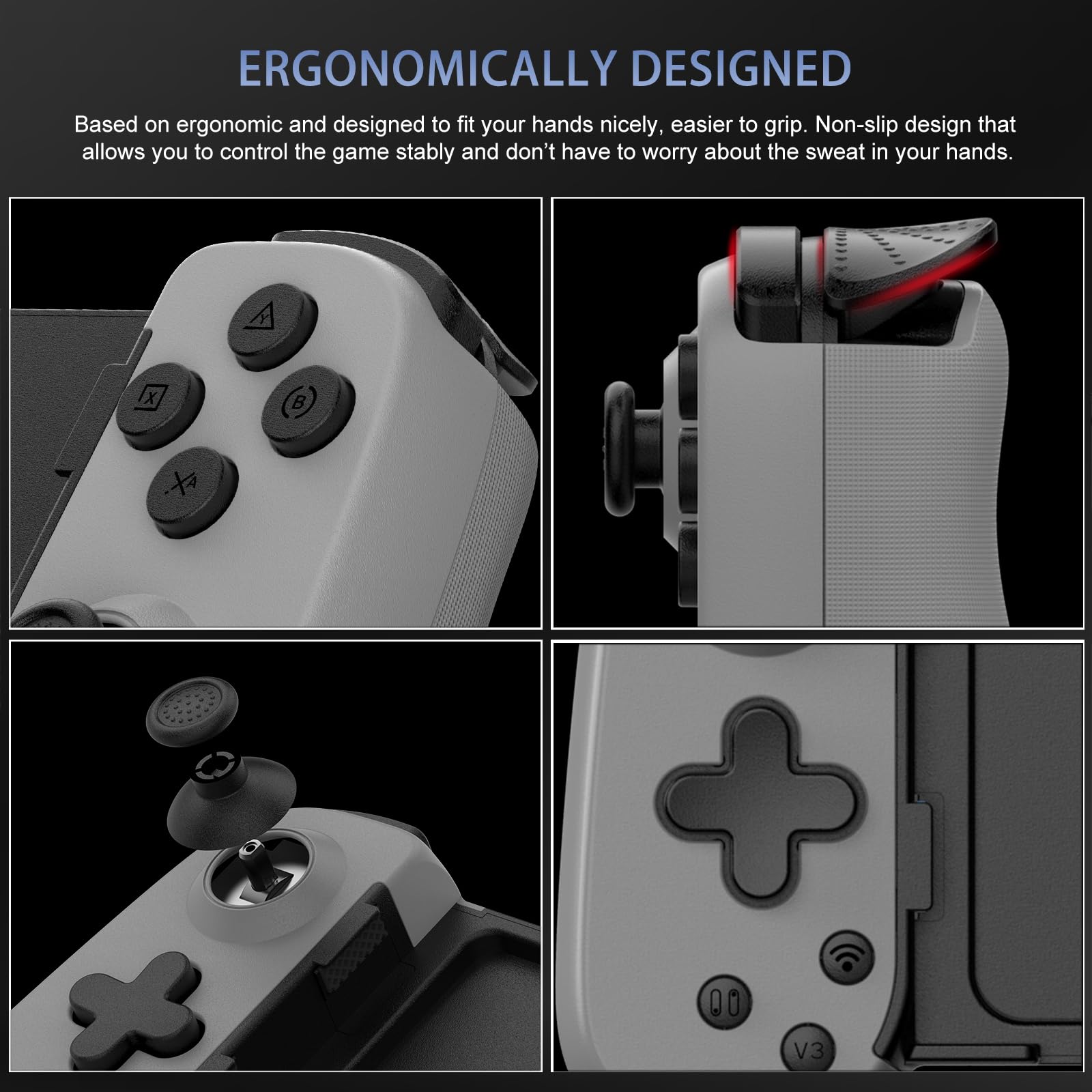 Wireless Gamepad for iPhone/Android/PC/PS5 - Turbo/Gyro/Dual Motors - Perfect for Cloud Gaming & Streaming