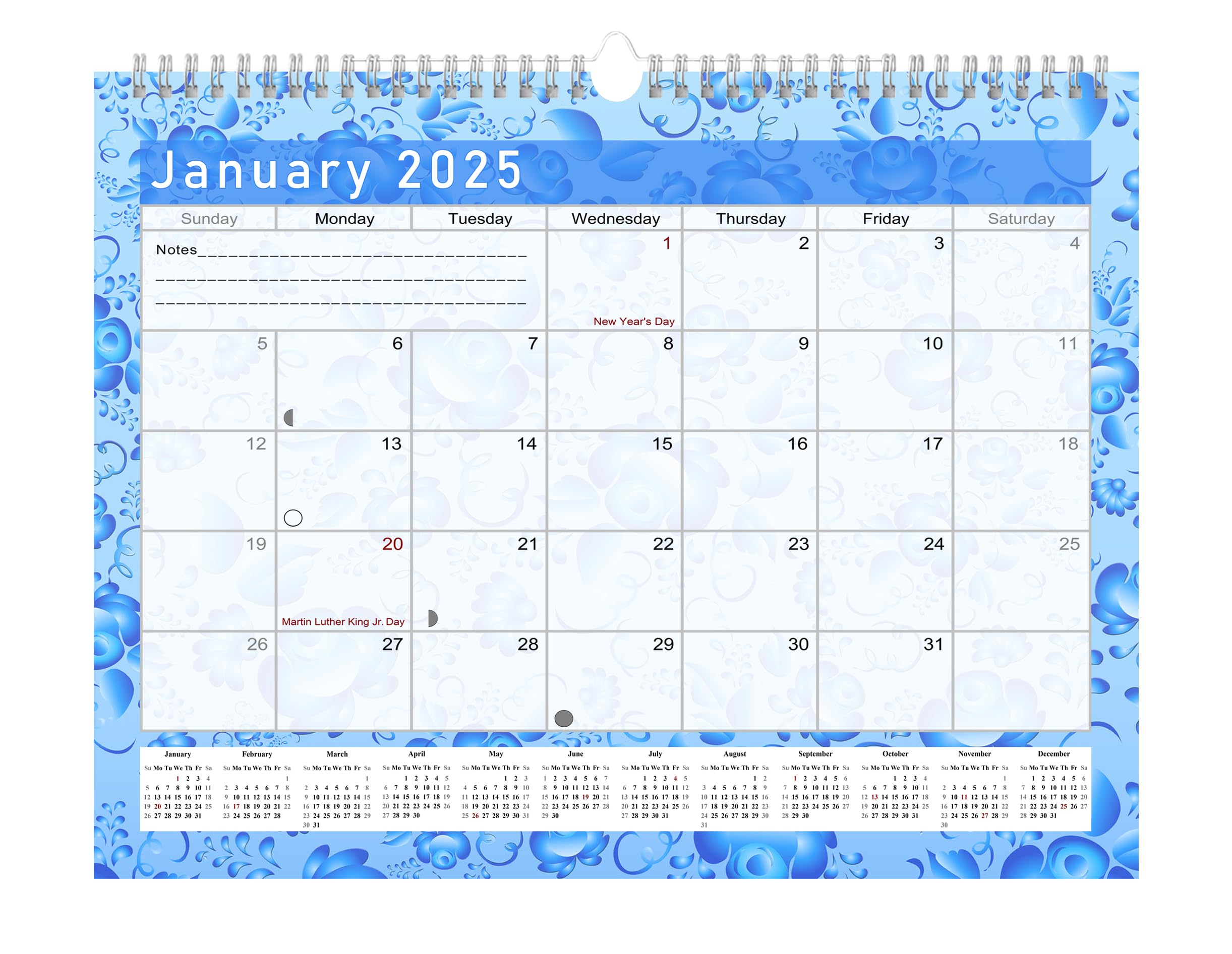 2024-2025 18-Month Spiral-Bound Wall & Desk Calendar Planner - Monthly Organizer for Office, Home & School (Edition #019) - Perfect for Scheduling, Planning & Productivity