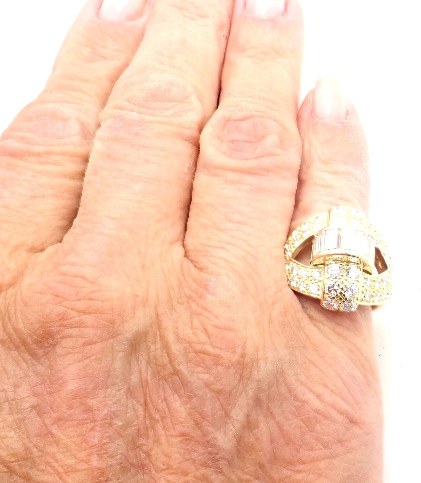 Authentic Piaget 18K Yellow Gold 3 Carat Diamond Cocktail Ring for Women | Luxury Vintage Jewelry | Perfect for Parties, Weddings & Special Occasions
