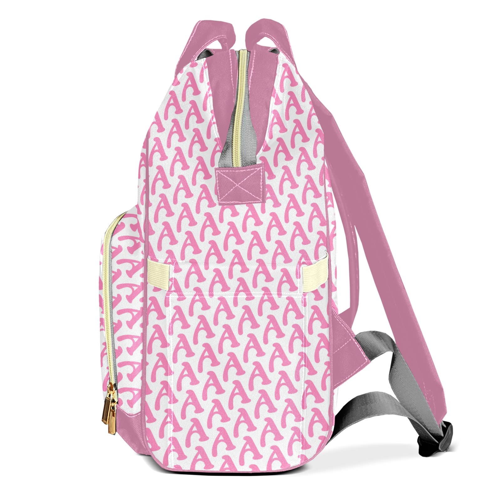 Personalized Pink Letter Print Diaper Backpack with Name - Stylish Nursing Bag for Moms & Dads - Perfect Baby Shower Gift & Travel Essential for New Parents
