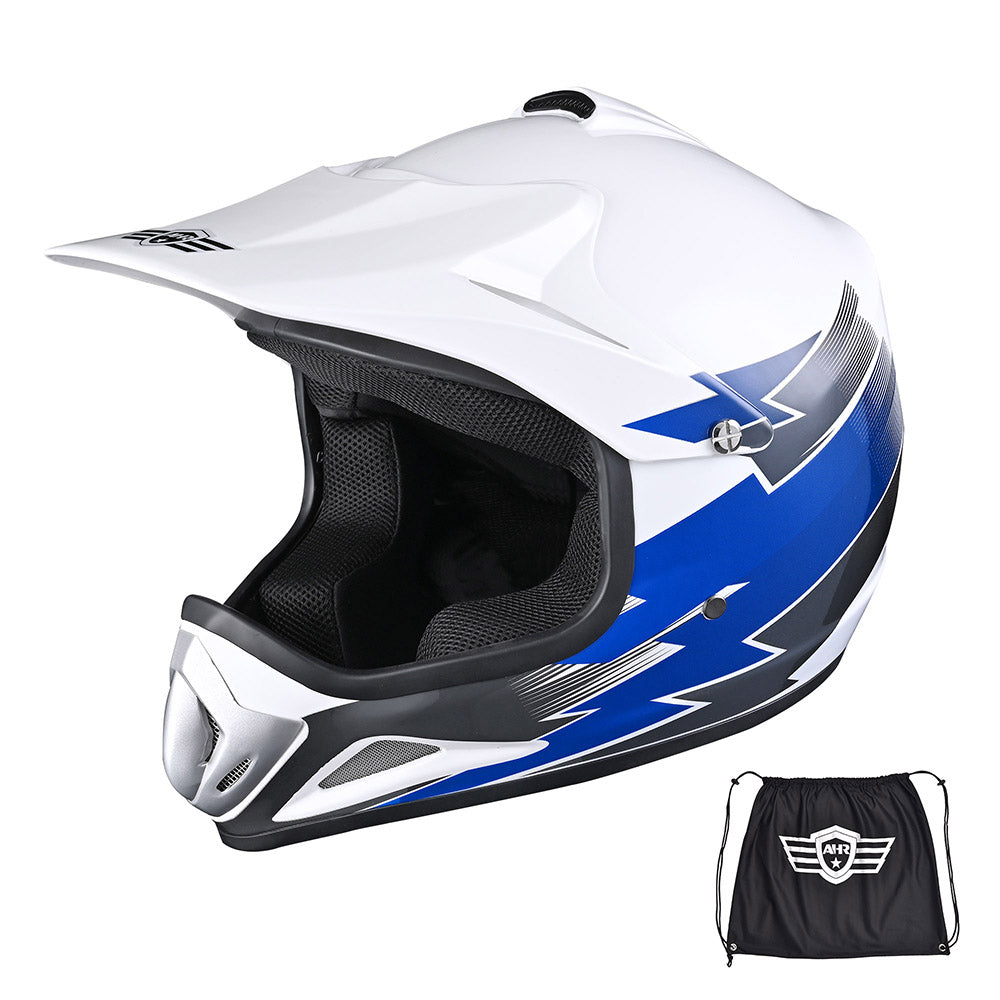 TheLAShop H VEN12 Youth Dirt Bike Helmet - DOT Approved, Lightweight & Durable, Blue - Perfect for Motocross, ATV Riding & Off-Road Adventures