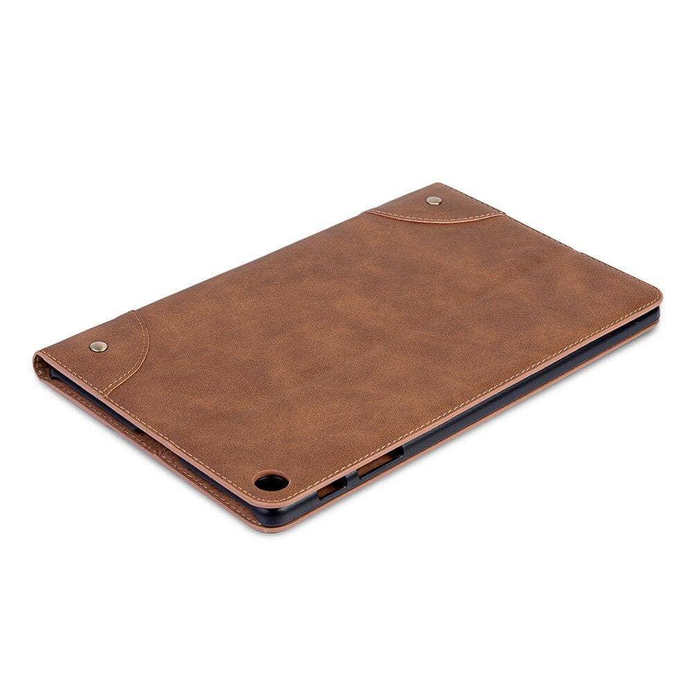 Premium Retro Leather Flip Book Case for Samsung Galaxy Tab A 10.1 (2019) T510 T515 - Stand Feature & Card Slot - Perfect for Work, Travel, and Home Use