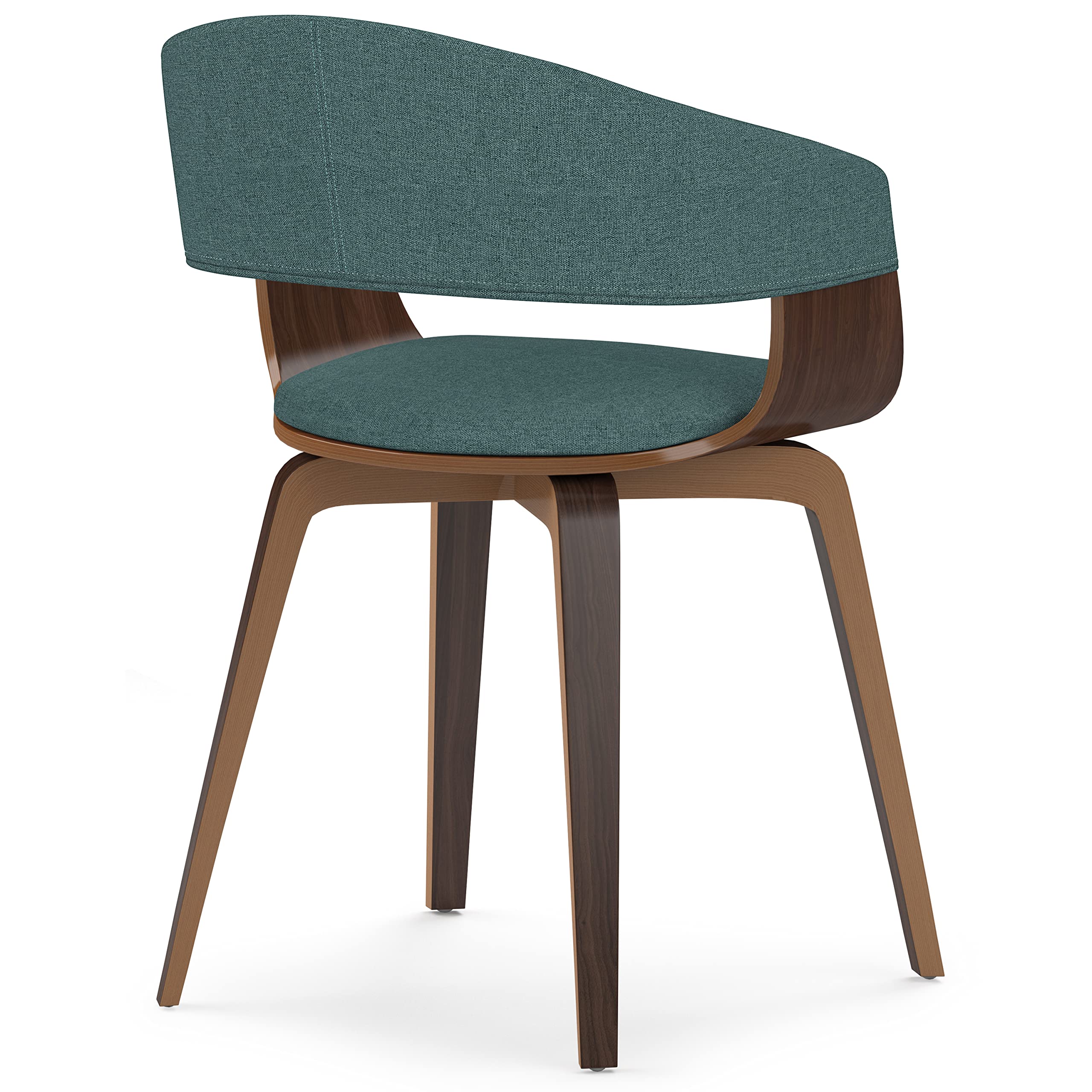 SIMPLIHOME Lowell Dining Chair - Light Turquoise Blue Linen Fabric, 21.1x20.5x30.3 Inches, Bentwood Frame with Walnut Legs, Modern Dining Room Chair for Kitchen, Breakfast Nook & Home Decor