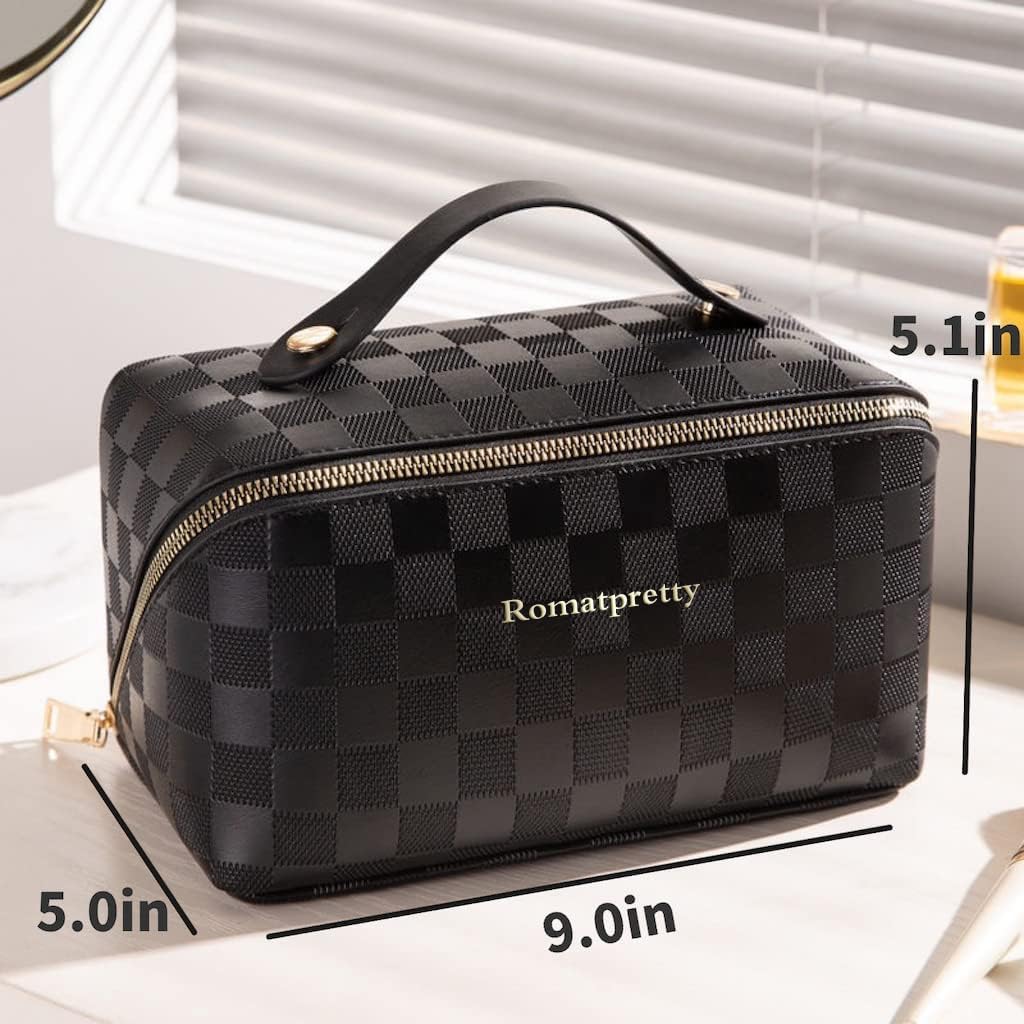 Waterproof Makeup Bag for Women - Large Capacity Travel Cosmetic Organizer with Handle, Perfect for Travel & Daily Use
