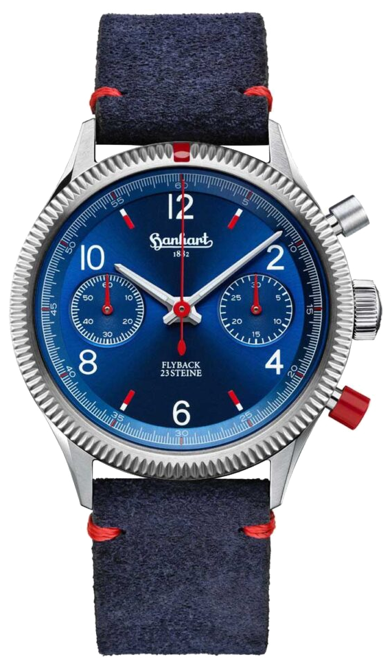 Hanhart Red X Blue Watch - Premium German Pilot Chronograph for Men | Stylish Aviation Timepiece for Everyday Wear & Special Occasions