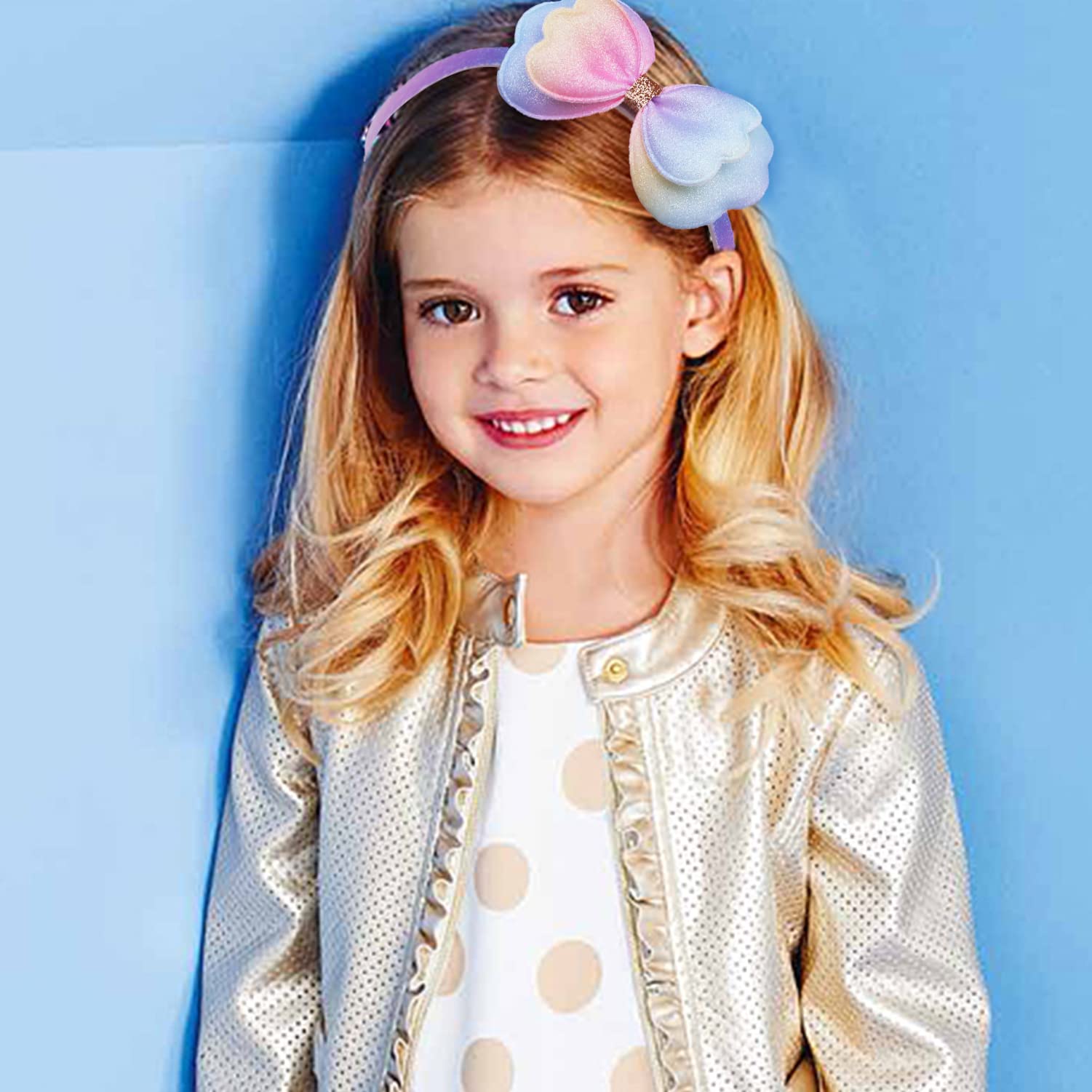 Sparkly Butterfly Hairbands for Girls - 6pcs Glitter Sequin Headbands with Teeth & Bow Design - Cute Toddler Hair Accessories for Parties, Weddings, and Everyday Wear