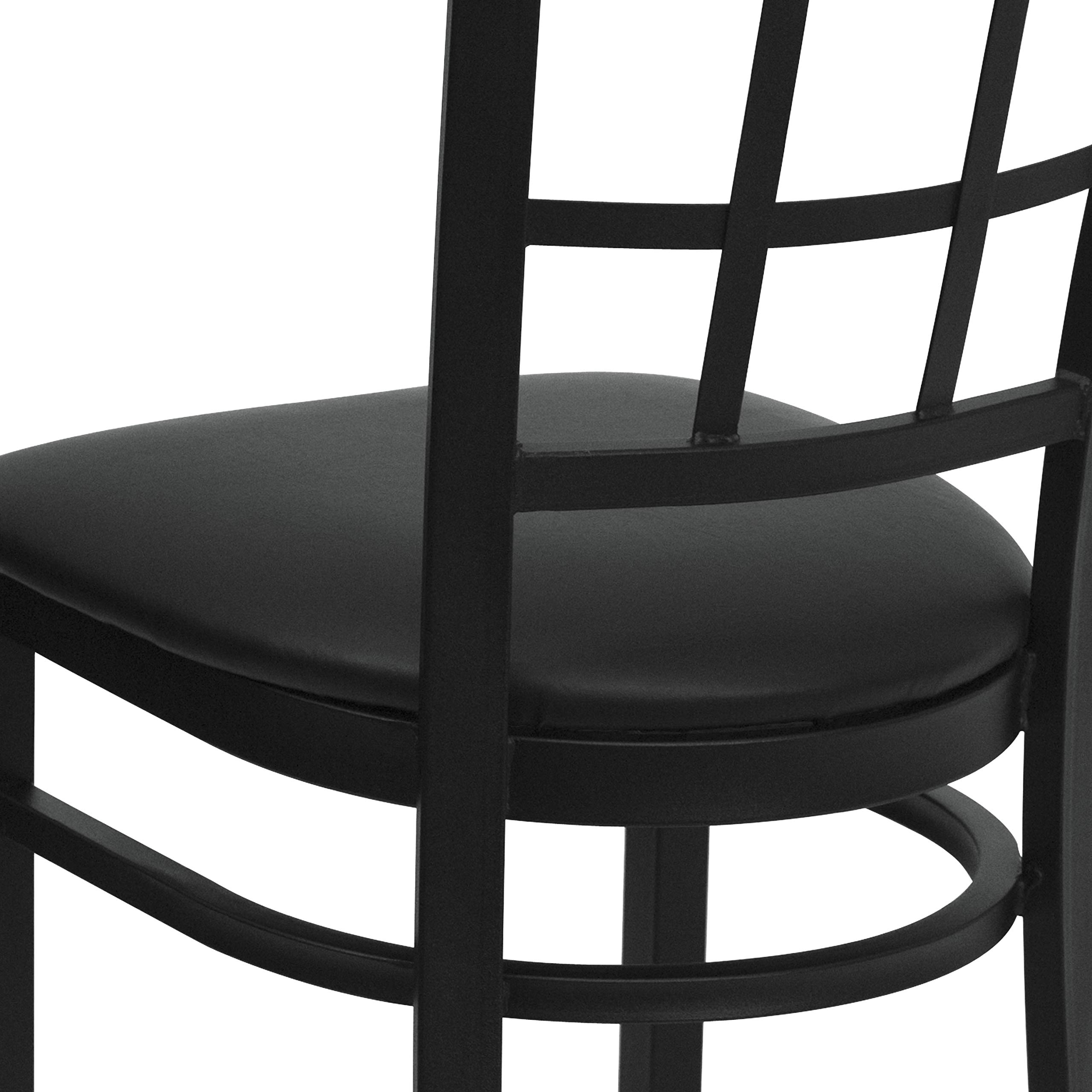 Black Window Back Metal Restaurant Chair - Heavy Duty Vinyl Seat for Cafes, Diners & Commercial Use