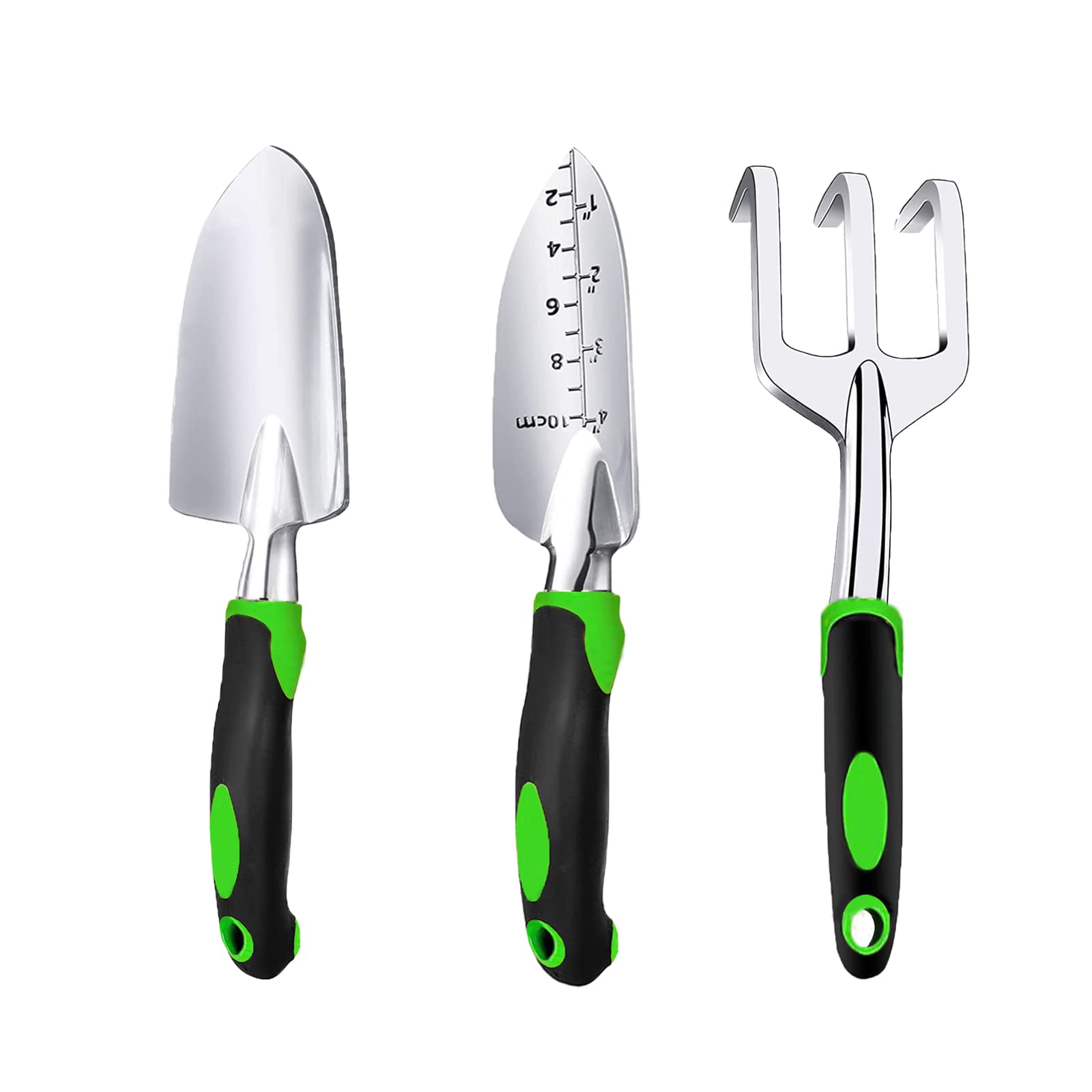 **3-Piece Heavy Duty Garden Tool Set - Ergonomic Non-Slip Handle Trowel, Transplant Trowel & Hand Rake - Perfect for Planting, Weeding & Landscaping - Ideal Gardening Gifts for Men & Women**