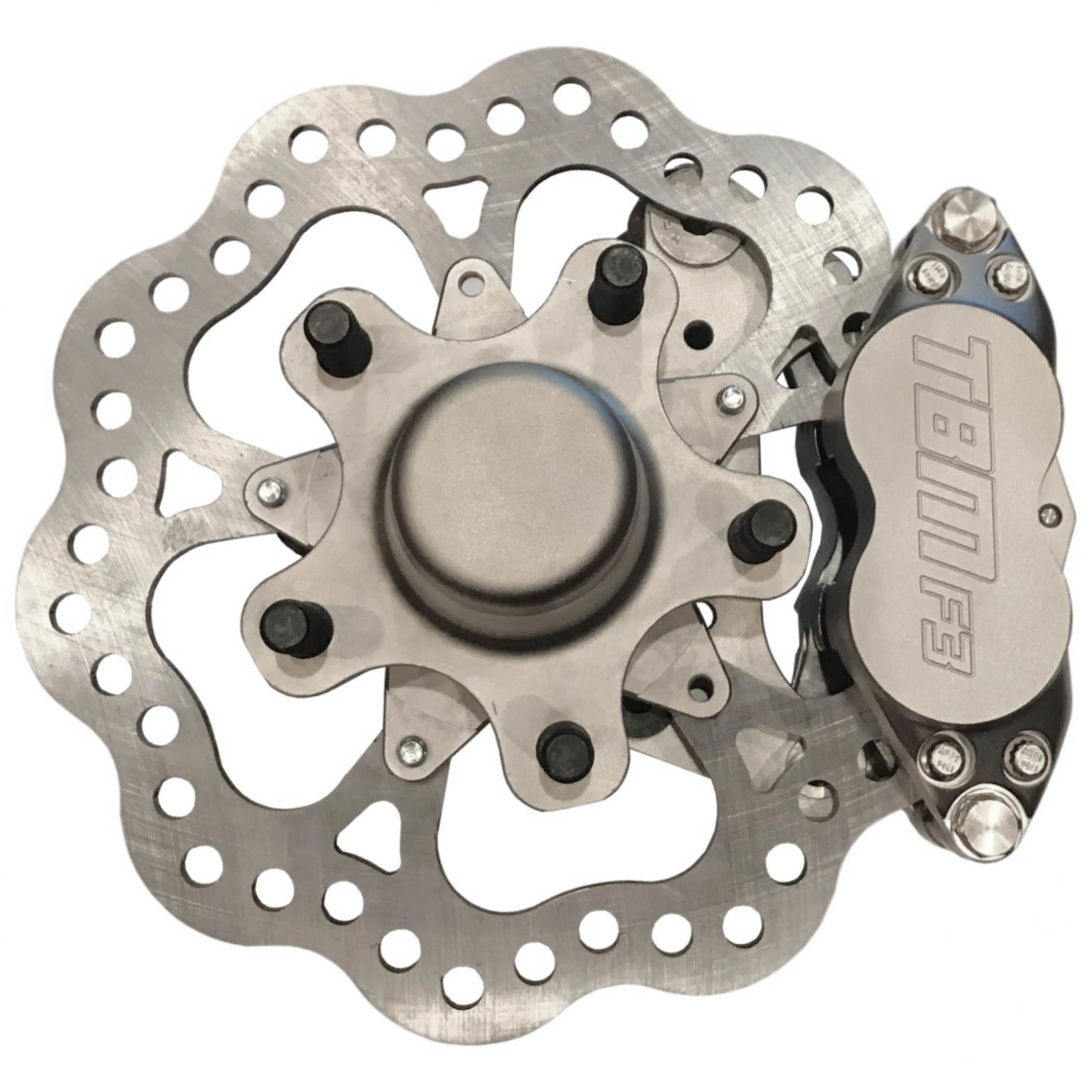 TRZ 326 MUS 21 (79-04 Mustang) 2 Drop Billet Spindle Medium Duty 4 Piston Front Brake Kit (5 on 4.75 Hubs) - High Performance Braking System for Street Racing & Track Use