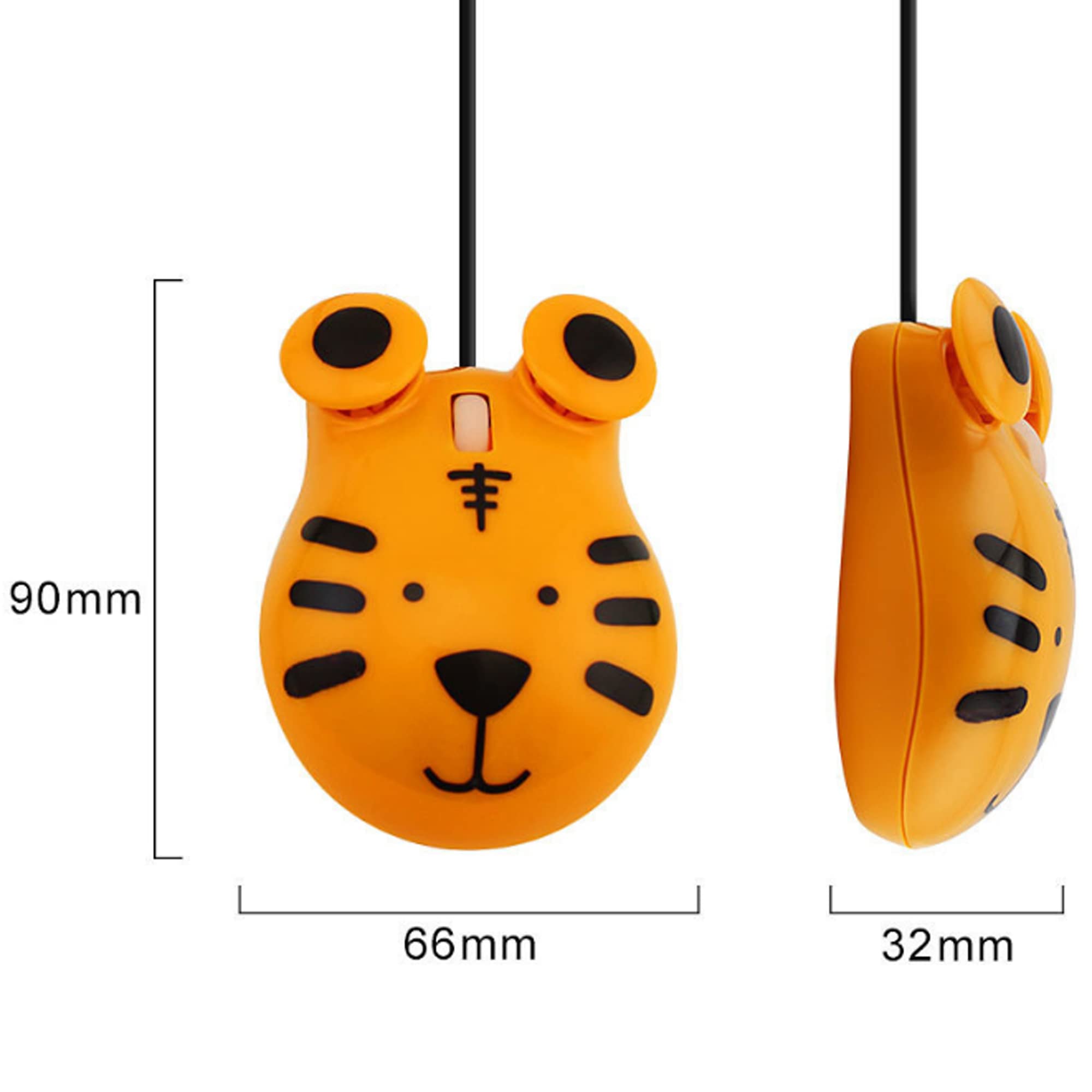 Tiger Shaped USB Wired Optical Mouse - 1600DPI 3-Button Computer Mouse with 3.2ft Cord for PC Laptop Notebook - Cute Animal Design Perfect for School Kids & Children (Orange) - Great Gift Idea for Students & Office Use