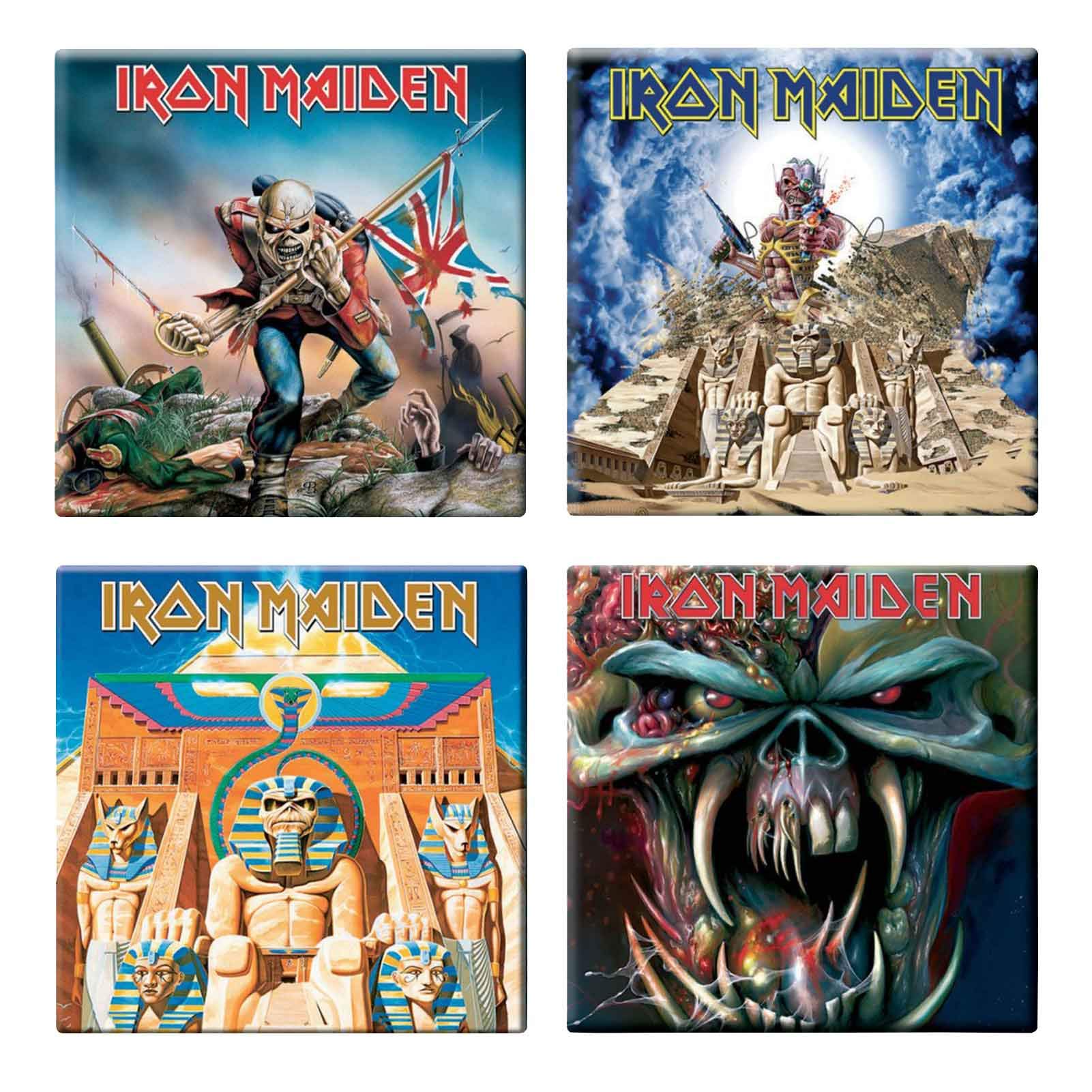Iron Maiden 4-Piece Fridge Magnet Set - The Final Frontier Album Collection - Various Designs for Music Fans & Collectors - Perfect for Refrigerators, Lockers & Metalhead Decor