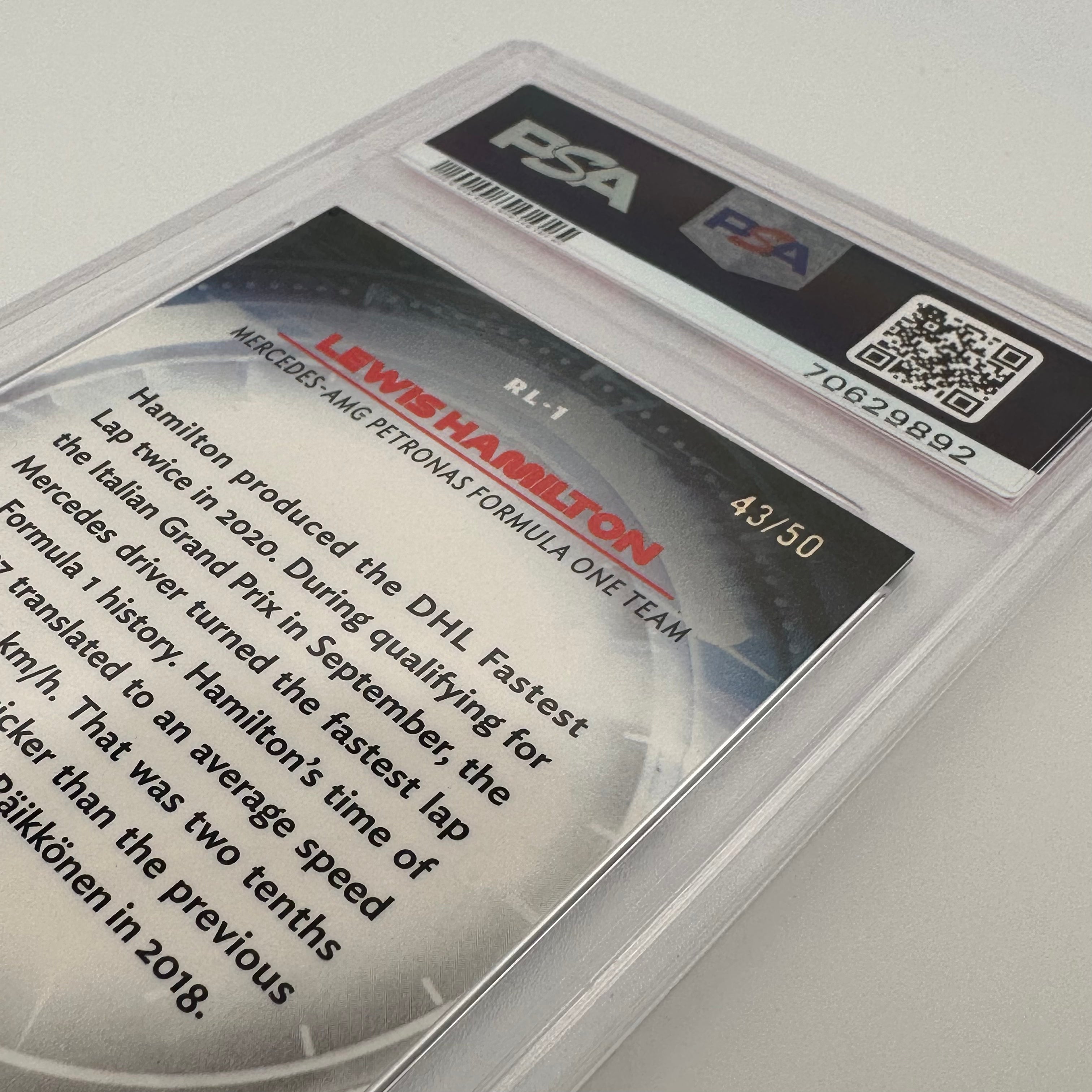 PSA 9 43/50 Lewis Hamilton #RL1 Redliners Gold Wave Refractor - Rare F1 Racing Card for Collectors & Fans, Perfect for Display & Investment