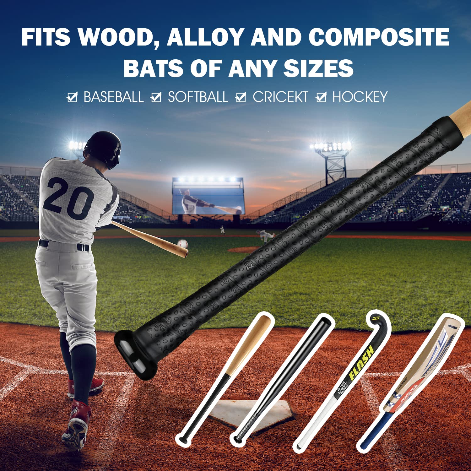 Gonex Pro Feel Baseball Bat Grip Tape - 1.1mm Thick, 40.16'' Full Adhesive Back for Baseball & Softball (1 or 2 Pack) - Improve Swing Control & Comfort for Training & Games