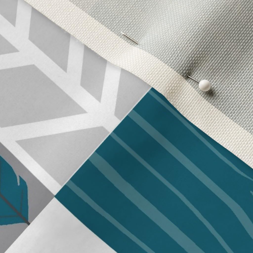 Premium Spoonflower Upholstery Velvet Fabric by The Yard - Woodland Blue Grey Teal Deer Antlers Arrows Woodgrain Print for Home Decor, Quilting & Apparel | Perfect for DIY Furniture, Curtains & Fashion Accessories