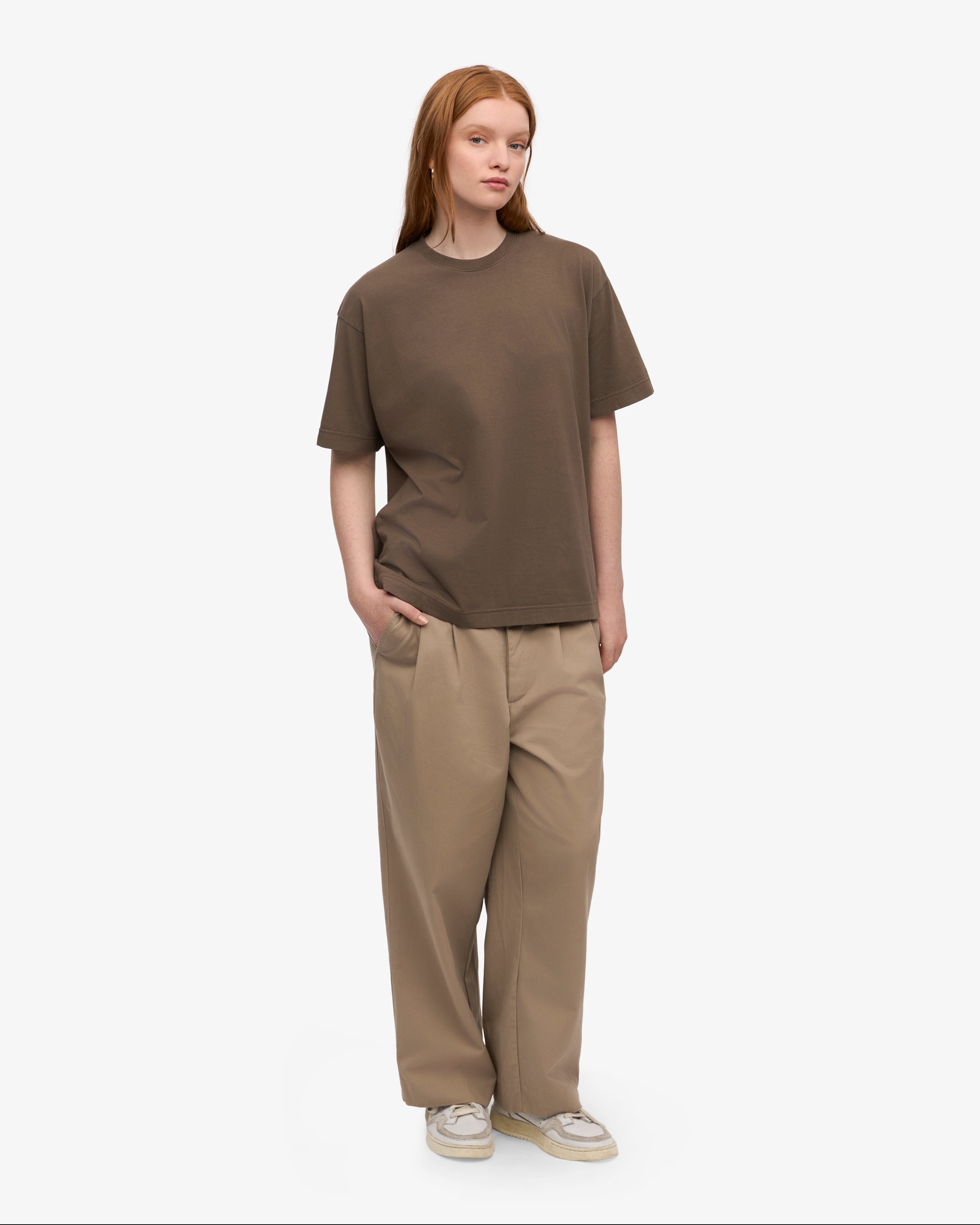 Oversized Organic Cotton T-Shirt for Women - Soft, Comfortable & Eco-Friendly - Cedar Brown - Perfect for Casual Wear, Loungewear & Everyday Outfits