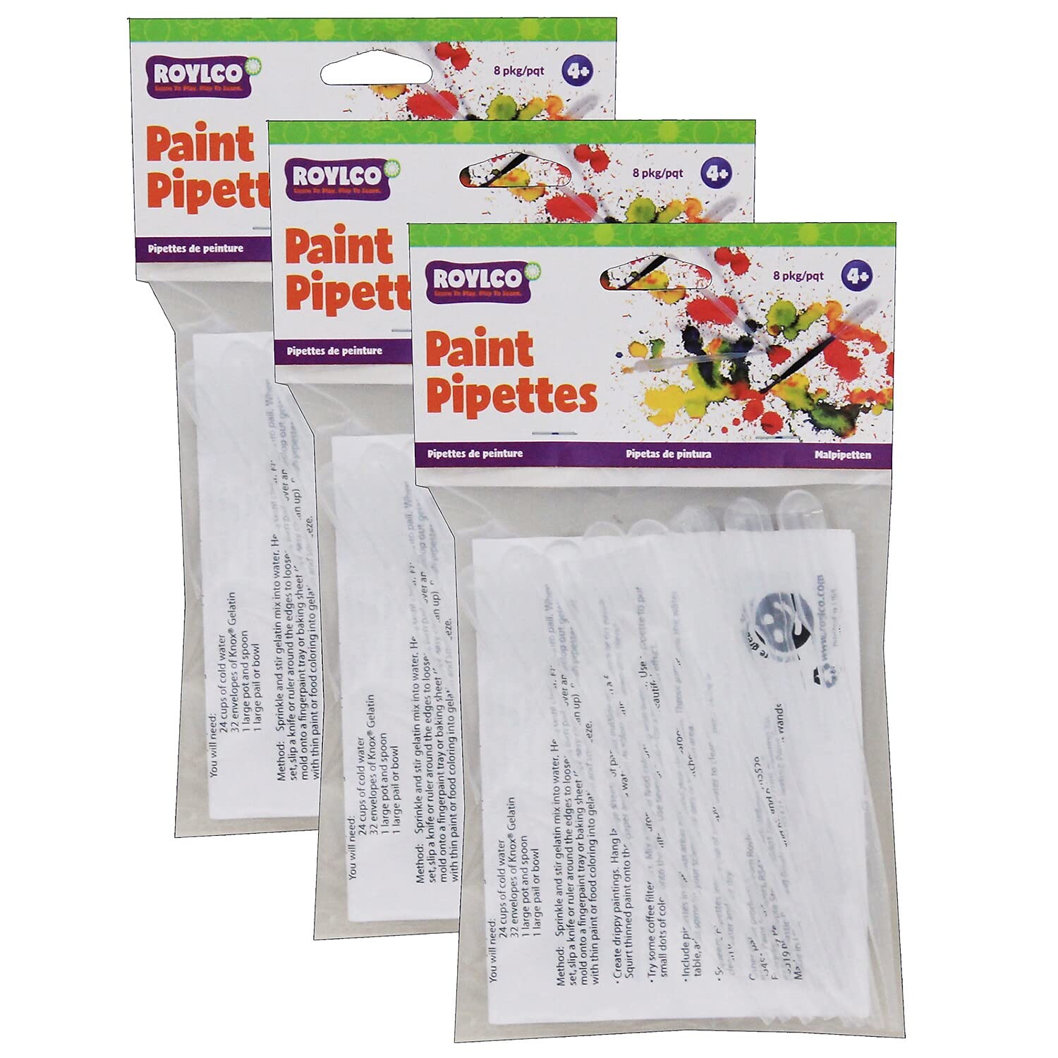 Paint Pipettes - 24 Pack (8 Per Pack x 3) - Perfect for Art Projects, Science Experiments & DIY Crafts