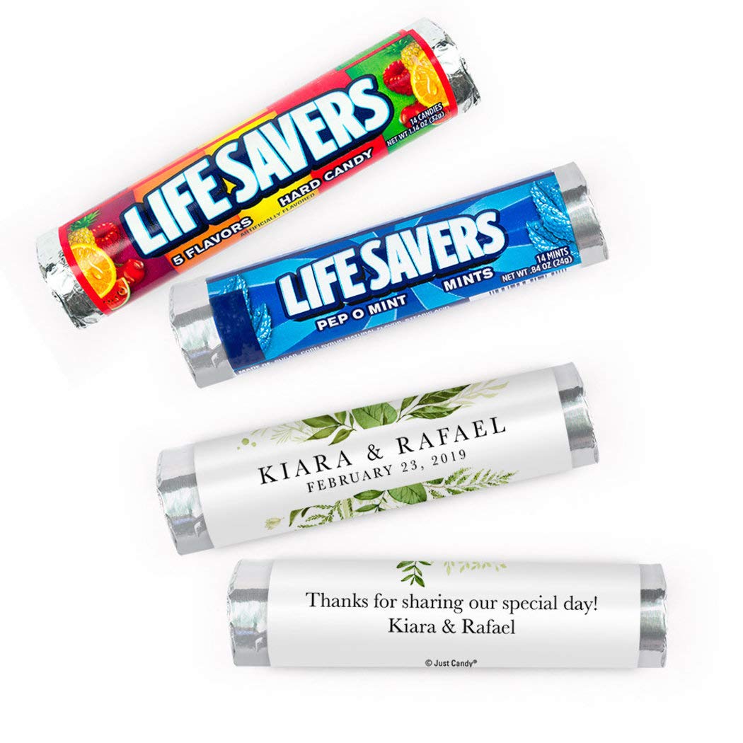 Personalized Wedding Favors - 5 Flavor Hard Candy Rolls (20 Rolls) - Perfect for Bridal Showers, Wedding Receptions & Party Favors - Bontanicals