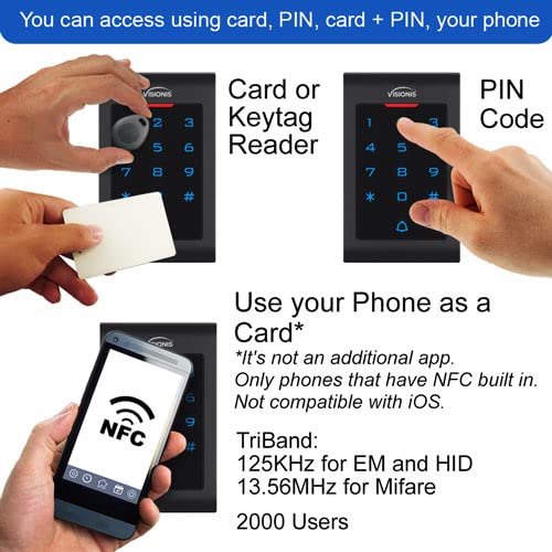 Visionis FPC-5322 Single Door Access Control System - 300lbs Magnetic Lock with VIS-3002 Indoor Keypad Reader (Standalone Mini Controller, Wiegand 26, No Software Required) - Includes EM Cards & Supports 1000 Users - Perfect for Office Buildings, Schools, and Restricted Access Areas