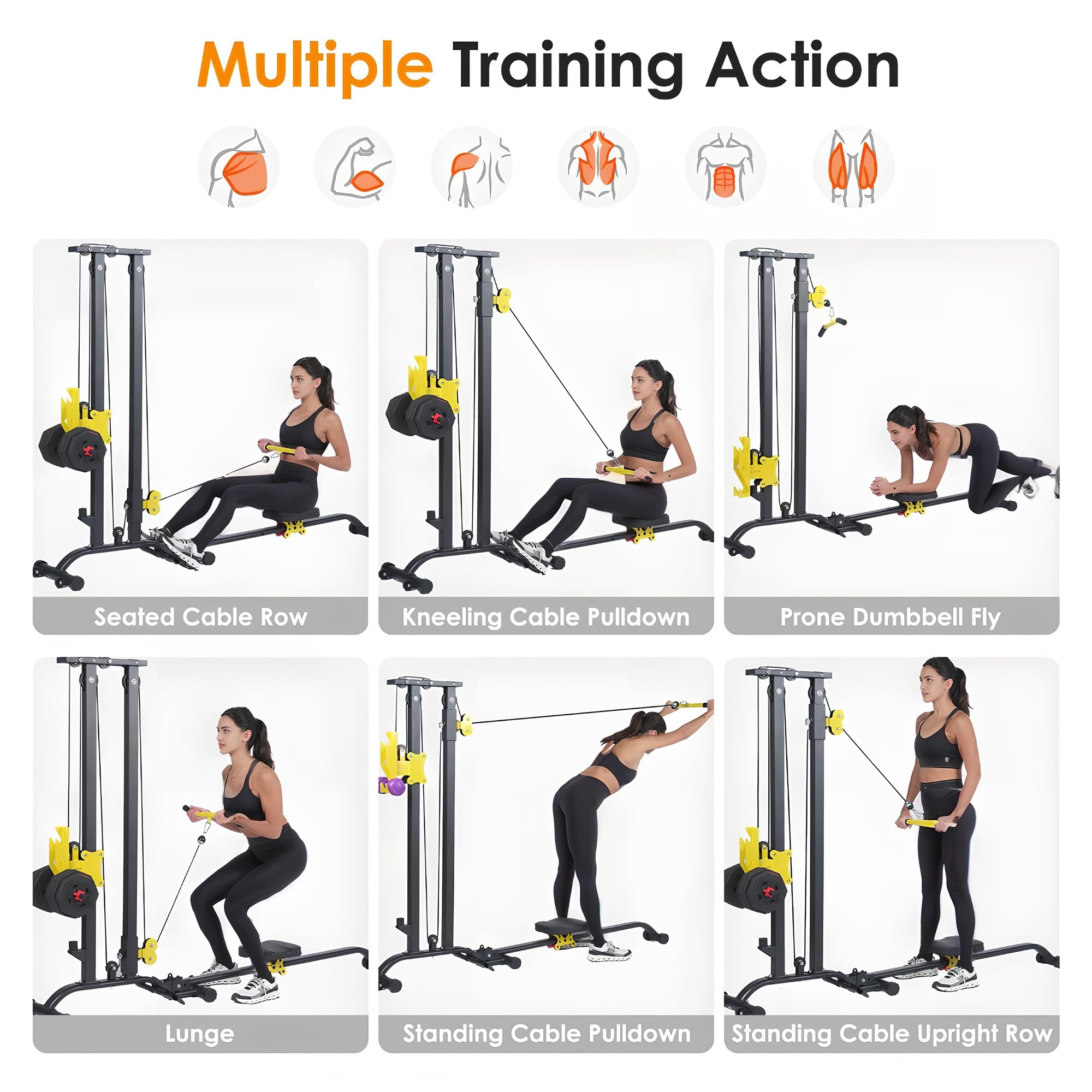 Soges Foldable LAT Pull Down and Rowing Machine - Multi-Functional Low Row Cable LAT Tower for Home Gym, Strength Training & Full Body Workout | Perfect for Small Spaces & Home Fitness Enthusiasts