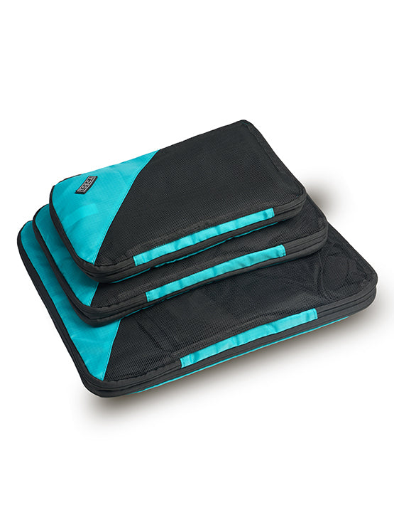 TOSCA TCA063 L 2PK Large Compression Packing Cubes for Travel - Teal | Space-Saving Organizer for Suitcases, Backpacks & Luggage