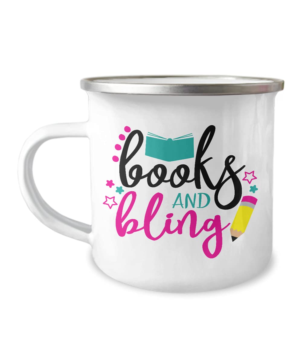 Book Lover Coffee Mug - 12oz Stainless Steel Enamel for Reading & Gifts