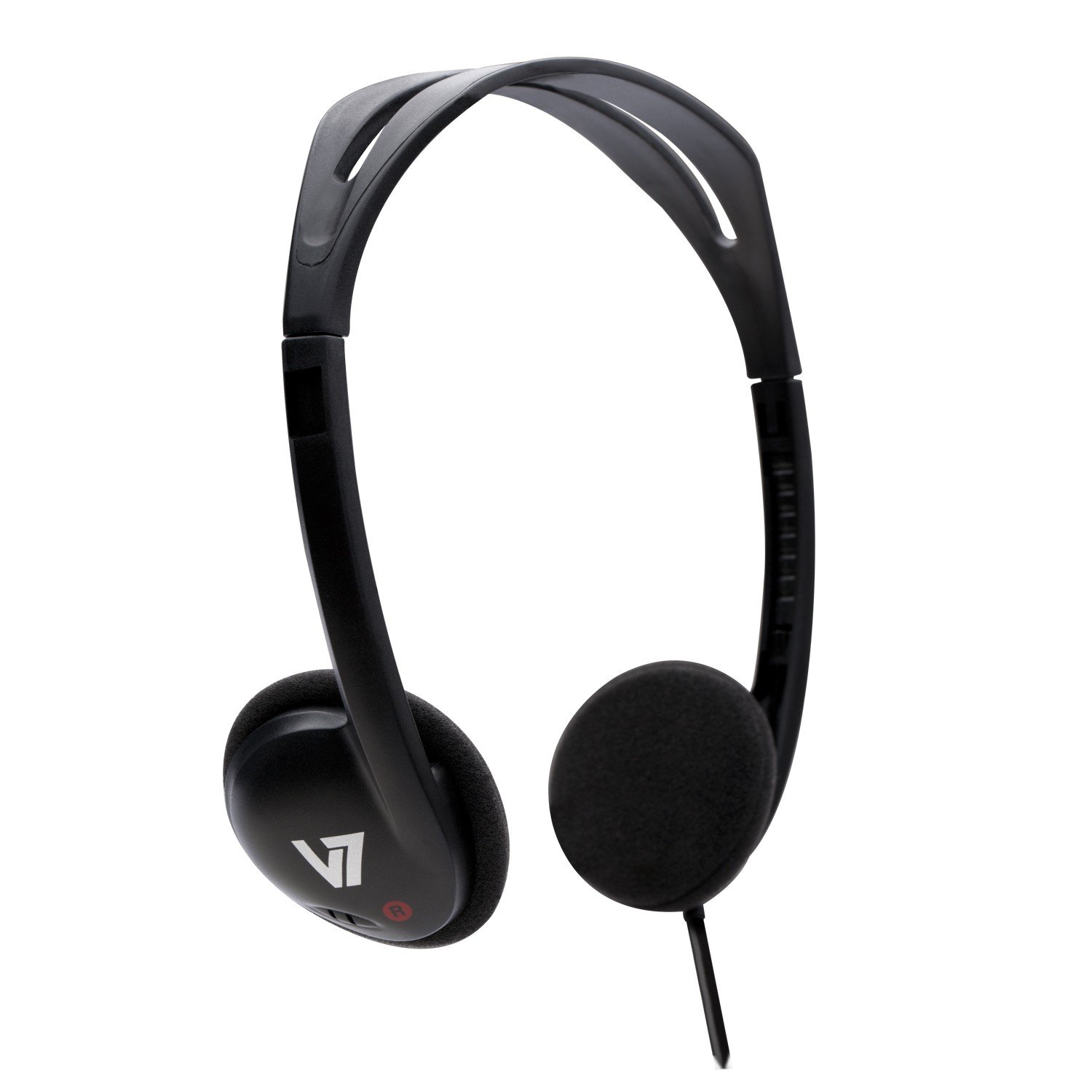 V7 HA300-2EP Lightweight Stereo Headset with 3.5mm Jack - Black | Comfortable Over-Ear Headphones for Gaming, Music & Office Work
