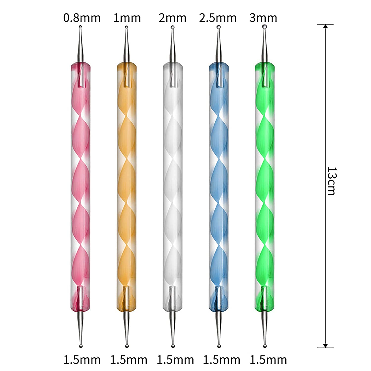 Shidara 2-Way Dotting Pen & Nail Art Brush Set - 20pcs Multicolor UV Gel Nail Design Tools for DIY Manicure & Professional Salon Use | Perfect for Acrylic, Gel Polish & Nail Art Painting