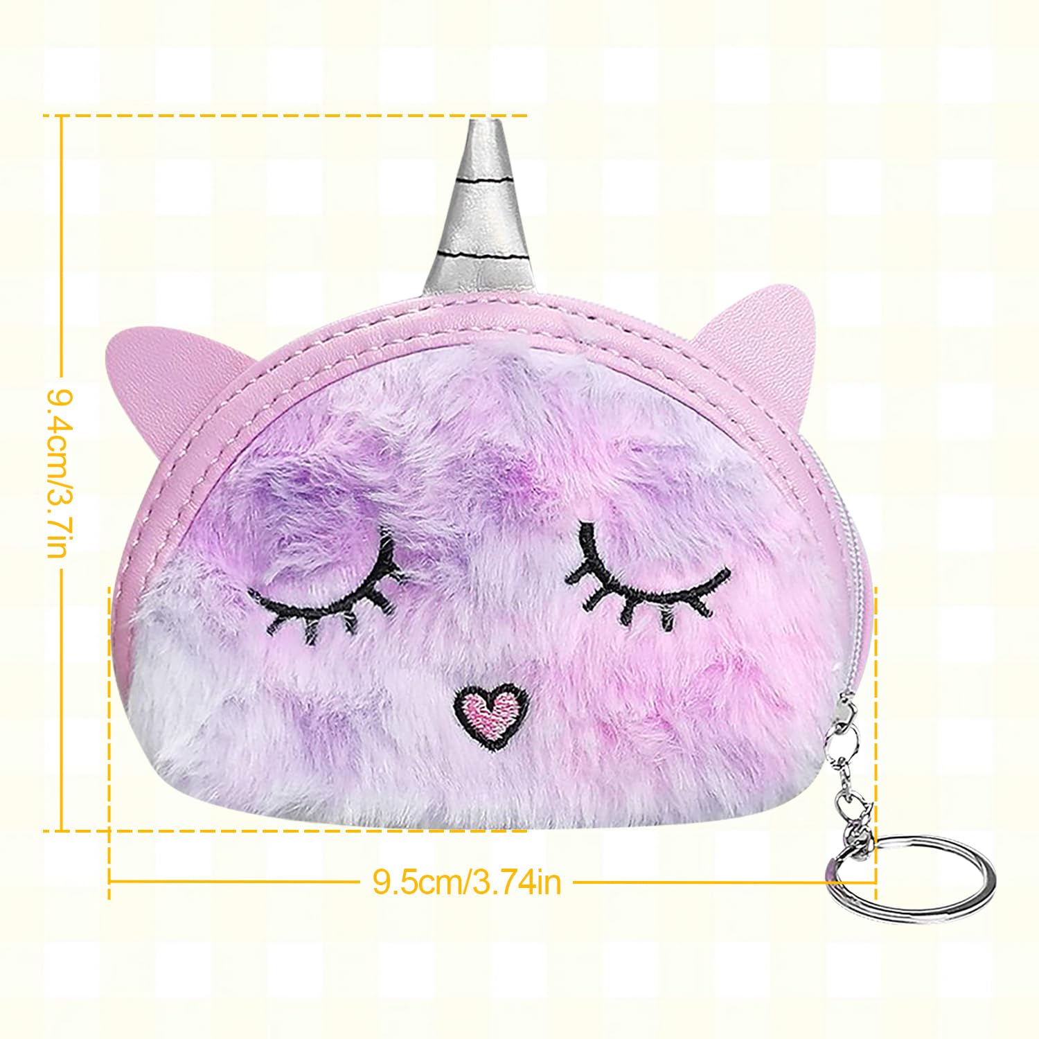 Rumyve Unicorn Plush Purse for Girls - Cute Round Cartoon Unicorn Crossbody Shoulder Handbag, Perfect Princess Gift for Toddler Kids & Teen Girls (Purple) | Birthday Party, School, Playdate & Dress-Up Accessory