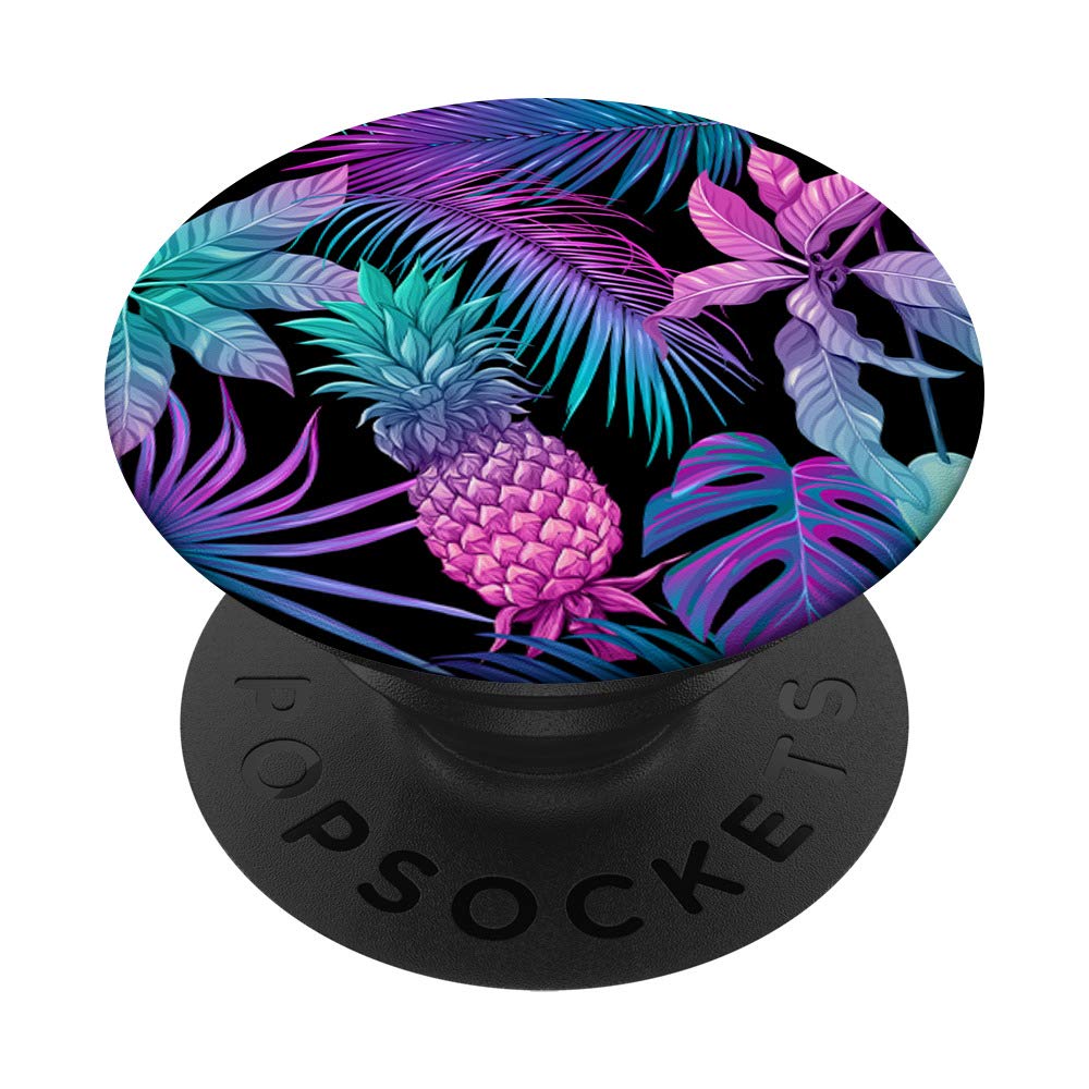 Tropical Jungle Pineapple & Exotic Palm Tree Leaves PopSockets PopGrip - Interchangeable Phone Grip for iPhone, Samsung & Smartphones - Perfect for Travel, Beach Days & Summer Adventures