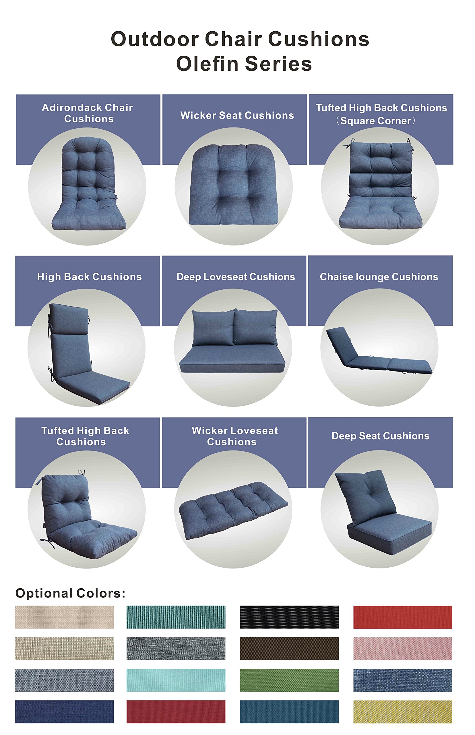 Premium BOSSIMA Patio Furniture Cushions - Deep Seat Loveseat Cushion Set for Indoor & Outdoor Use - Water-Resistant Denim Blue - Perfect for Garden, Deck, Poolside & Patio Relaxation