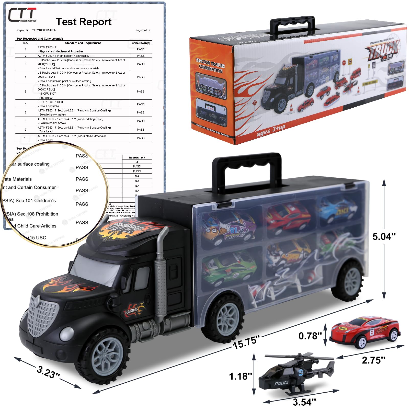 **Best Large Transport Cars Carrier Set with 12 Die-Cast Vehicles - Toddler Toys for 3-7 Year Old Boys & Girls - Perfect Christmas & Easter Gift for Kids - Fun Pretend Play & Travel Toy for Preschoolers**