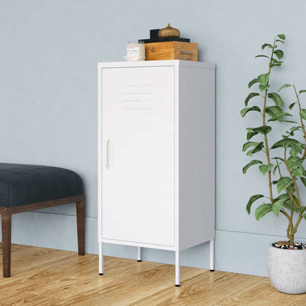 GOLINPEILO White Metal Storage Cabinet with Single Door & 2 Adjustable Shelves - 16.7