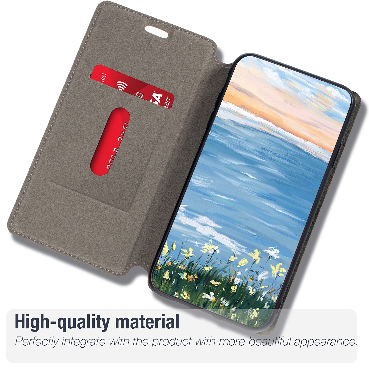 Essential Phone PH-1 Case - Premium Magnetic Closure Leather Flip Cover with Card Holder (5.71