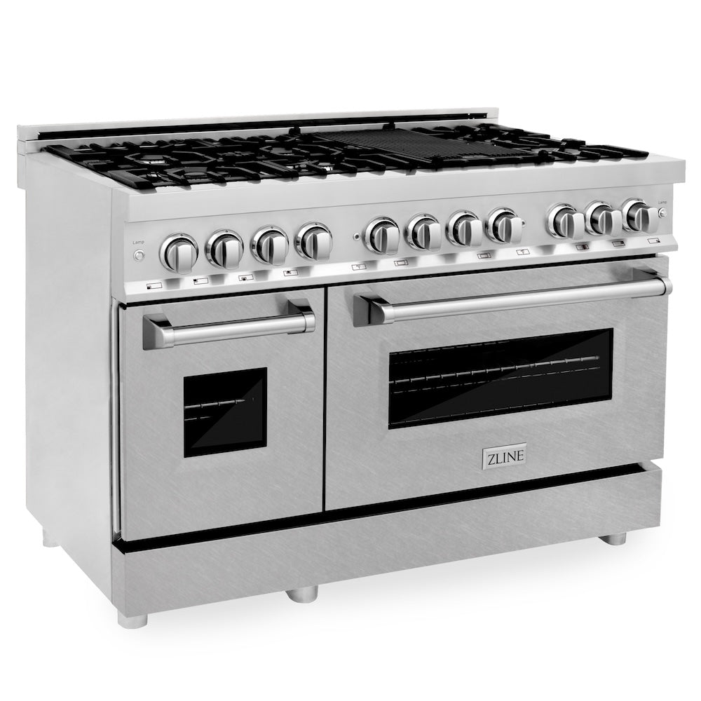 ZLINE 48 Inch Professional Kitchen Package - Stainless Steel Dual Fuel Range with Convertible Vent Hood | Perfect for Home Chefs & Modern Kitchens