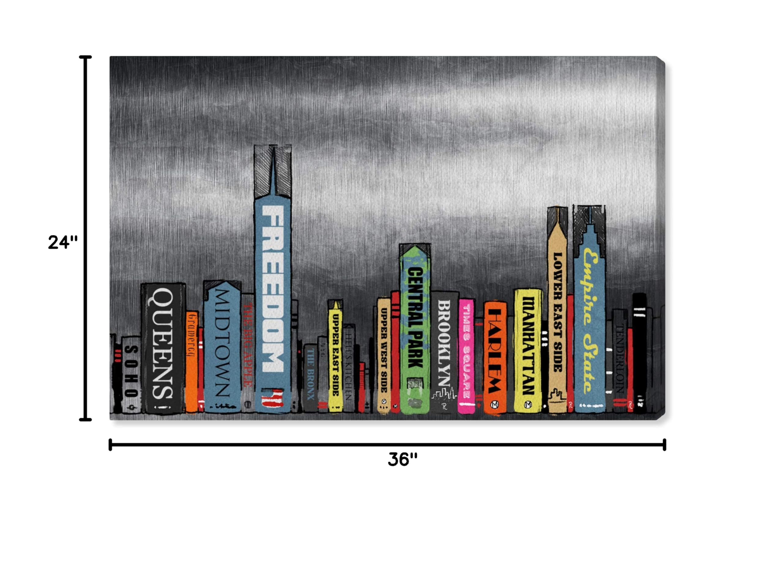 Oliver Gal Artist Co. Cities Wall Art Canvas Print - New York Skyline Books Home Decor, 36x24 Inches, Black & Blue - Perfect for Living Room, Bedroom or Office Wall Decor