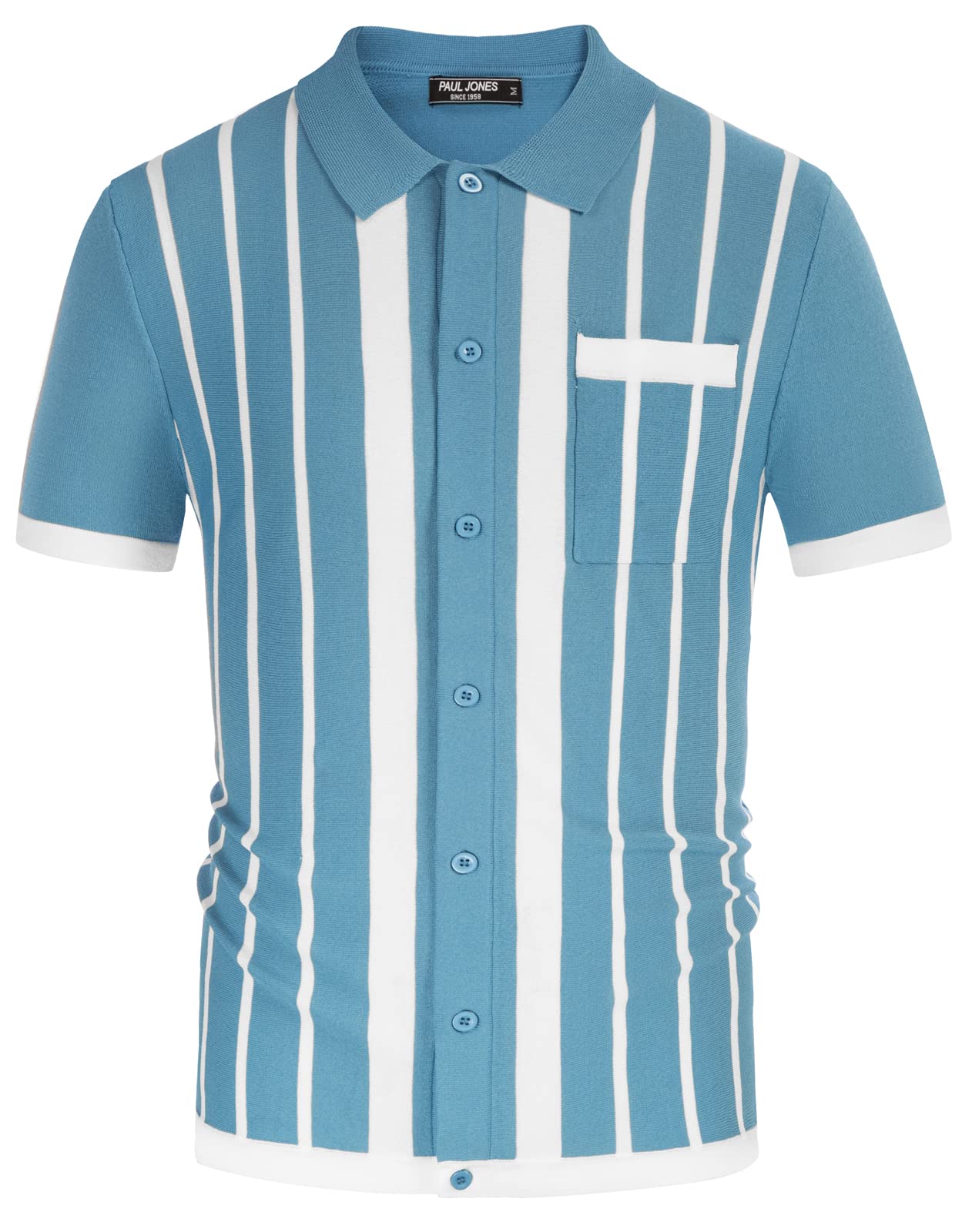 Vintage Striped Knitted Polo Shirts for Men - Classic Button Down Golf Shirts by PJ Paul Jones | Perfect for Golf, Casual Wear & Summer Outfits