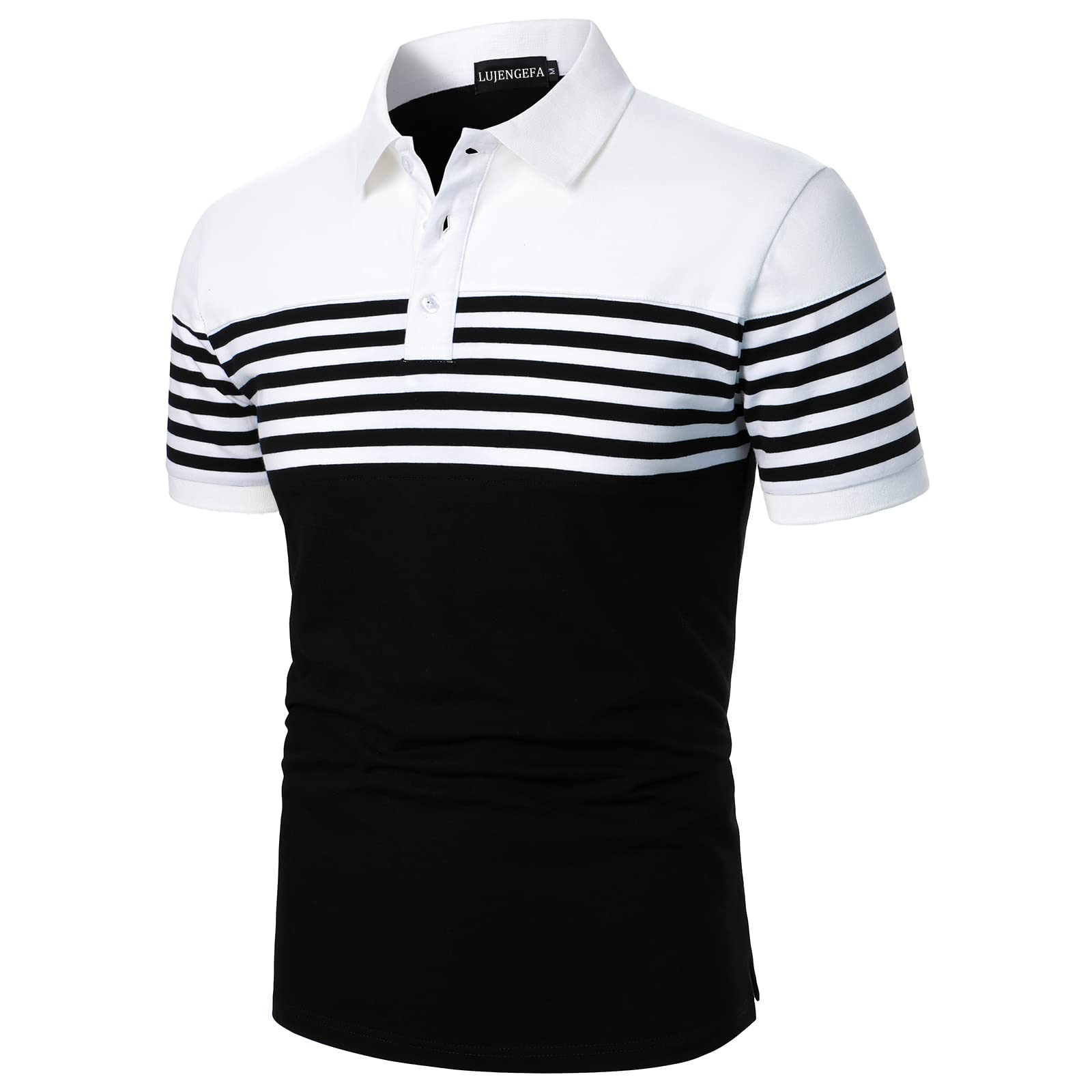 Men's Slim Fit Striped Polo Shirts - Long & Short Sleeve Casual Golf Shirts | Breathable Cotton Summer T-Shirts | Perfect for Golf, Office & Outdoor Activities