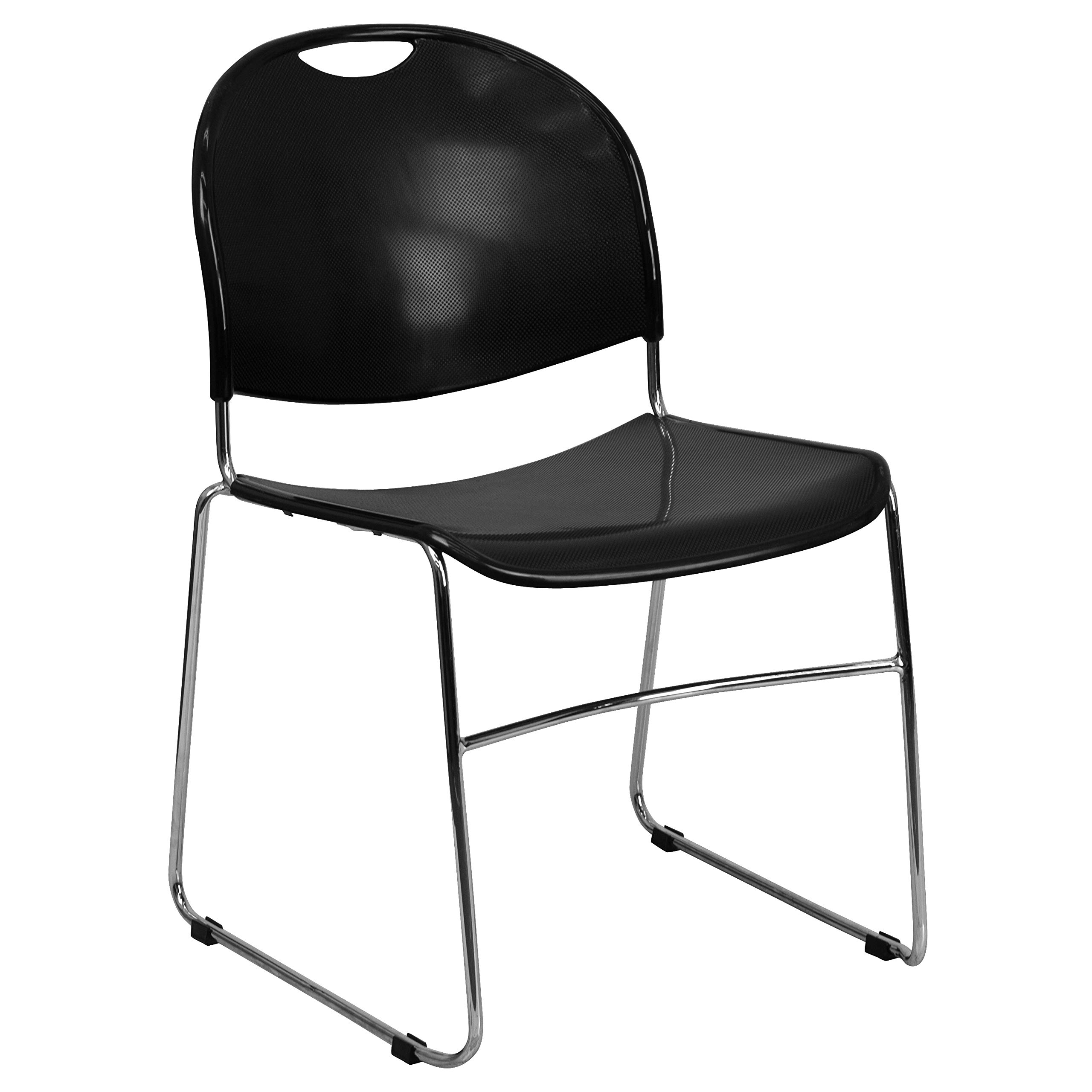 Black Ultra-Compact Stackable Chair - Space-Saving Office Guest Chair & Student Chair for Classrooms, Events, and Small Spaces