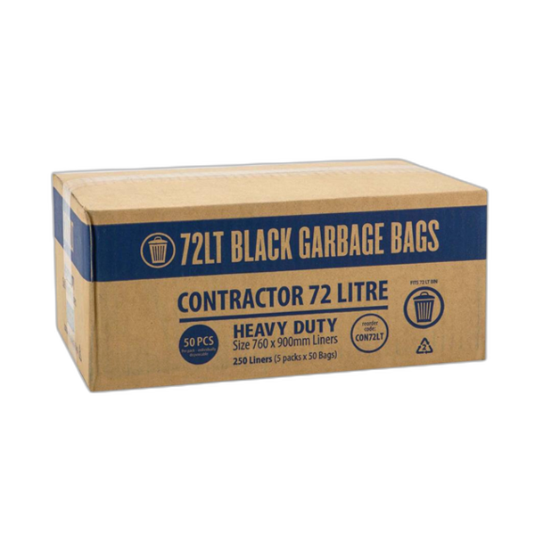 72Lt Heavy Duty Black Contractor Trash Bags - Extra Large Garbage Bags for Construction Sites, Home Renovation & Outdoor Cleanup