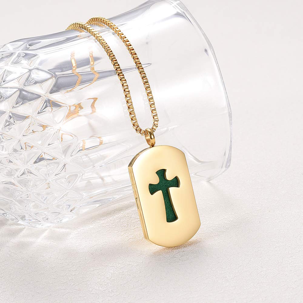 Hollow Cross Essential Oil Diffuser Necklace - Aromatherapy Jewelry for Women & Men, Gold Pendant Locket with Natural Scent - Perfect for Meditation, Yoga, Stress Relief & Daily Wear